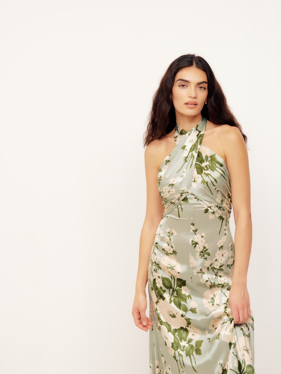 Oasis halter neck sales fitzwilliam pleated midi dress