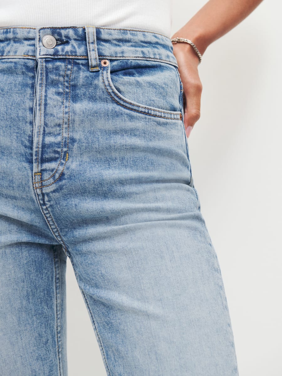 Cynthia Stretch High Rise Straight Jeans Sustainable Denim