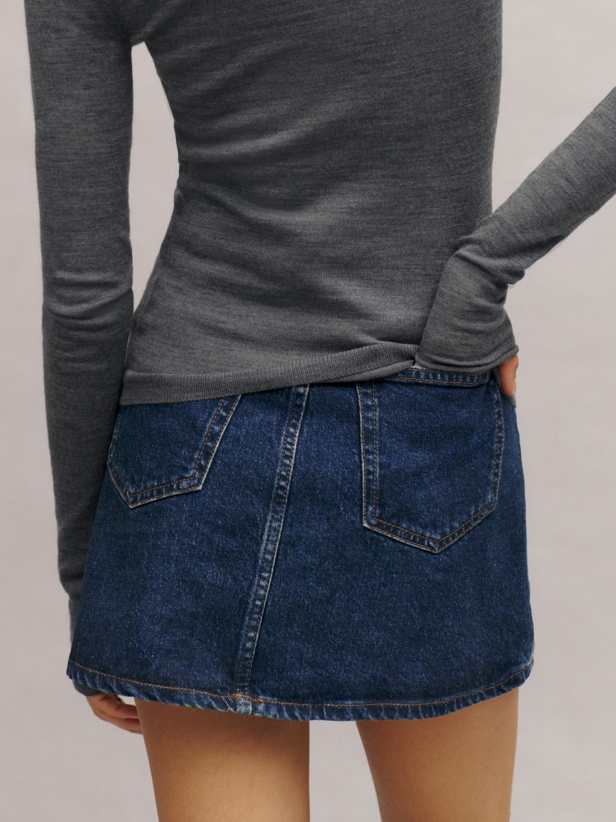 Lydia High Rise Denim Mini Skirt - Sustainable Denim | Reformation