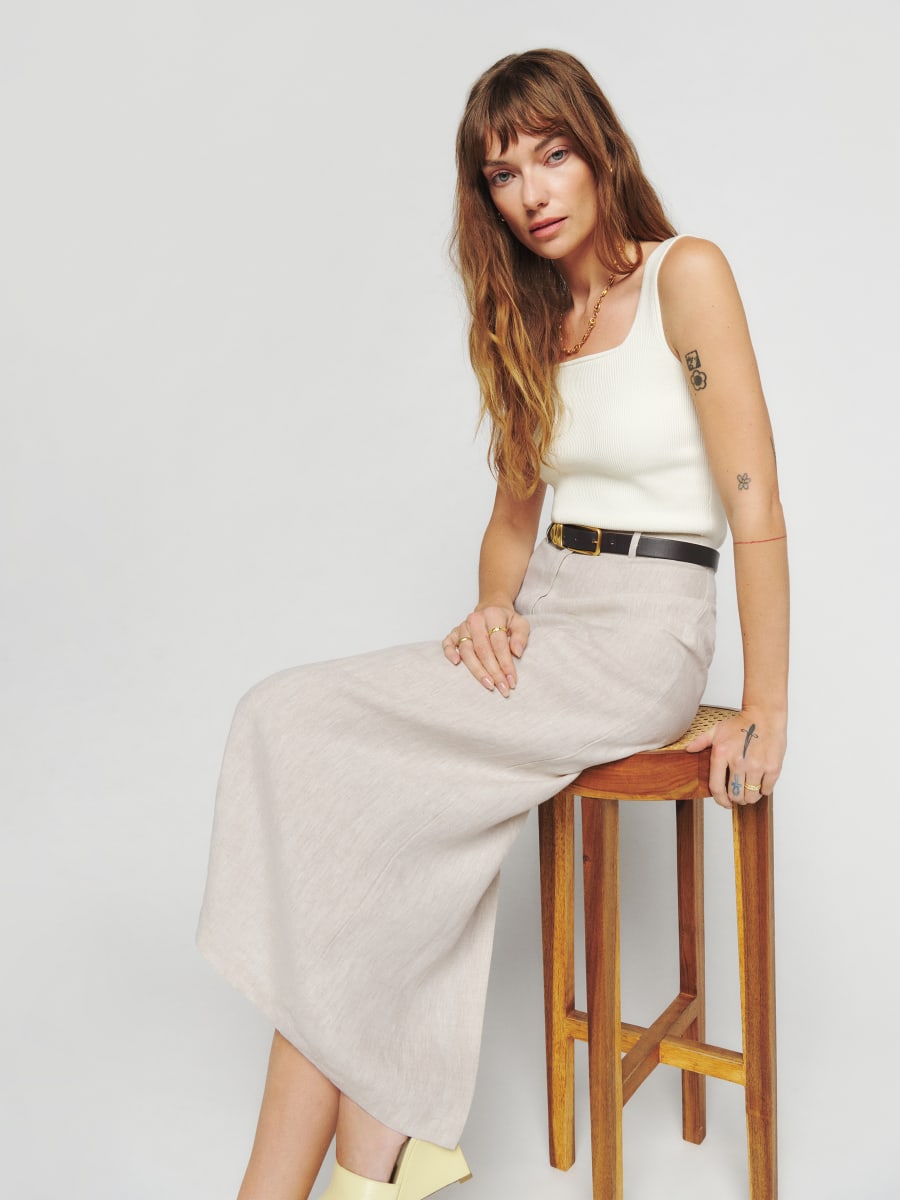 Gia Linen Skirt Reformation