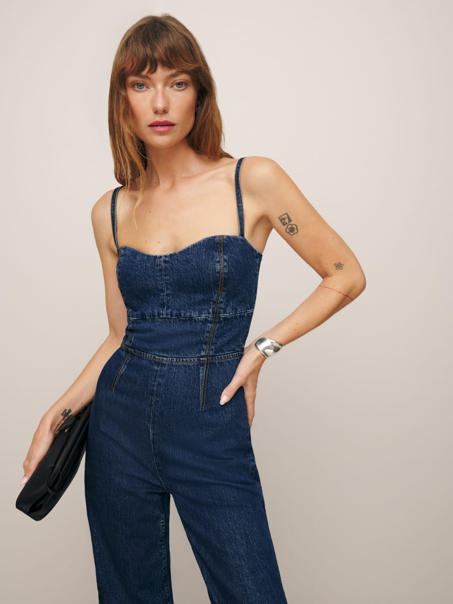 Daphne Super Wide Leg Denim Jumpsuit - Sustainable Denim