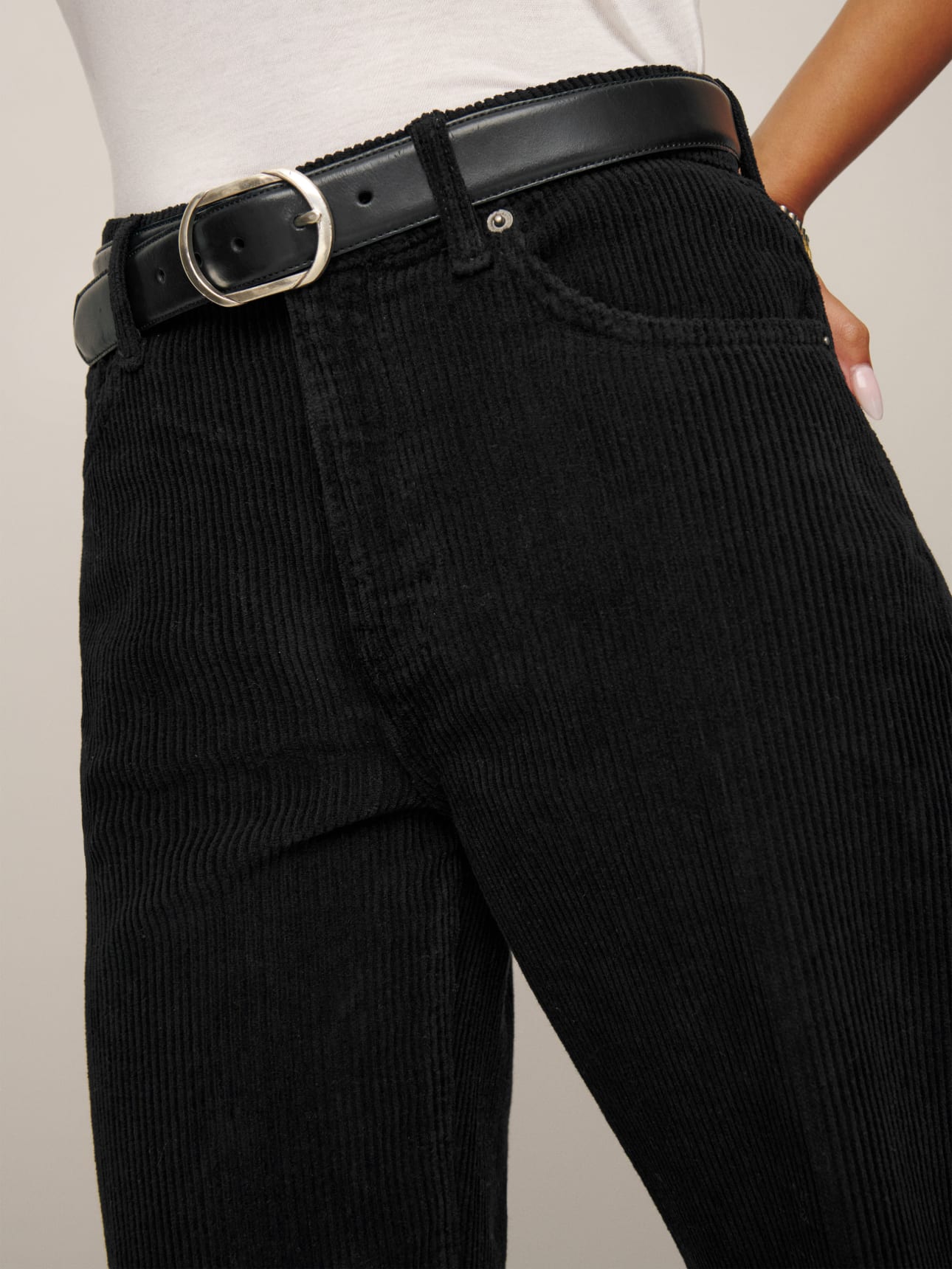 Mid-rise straight corduroy pants