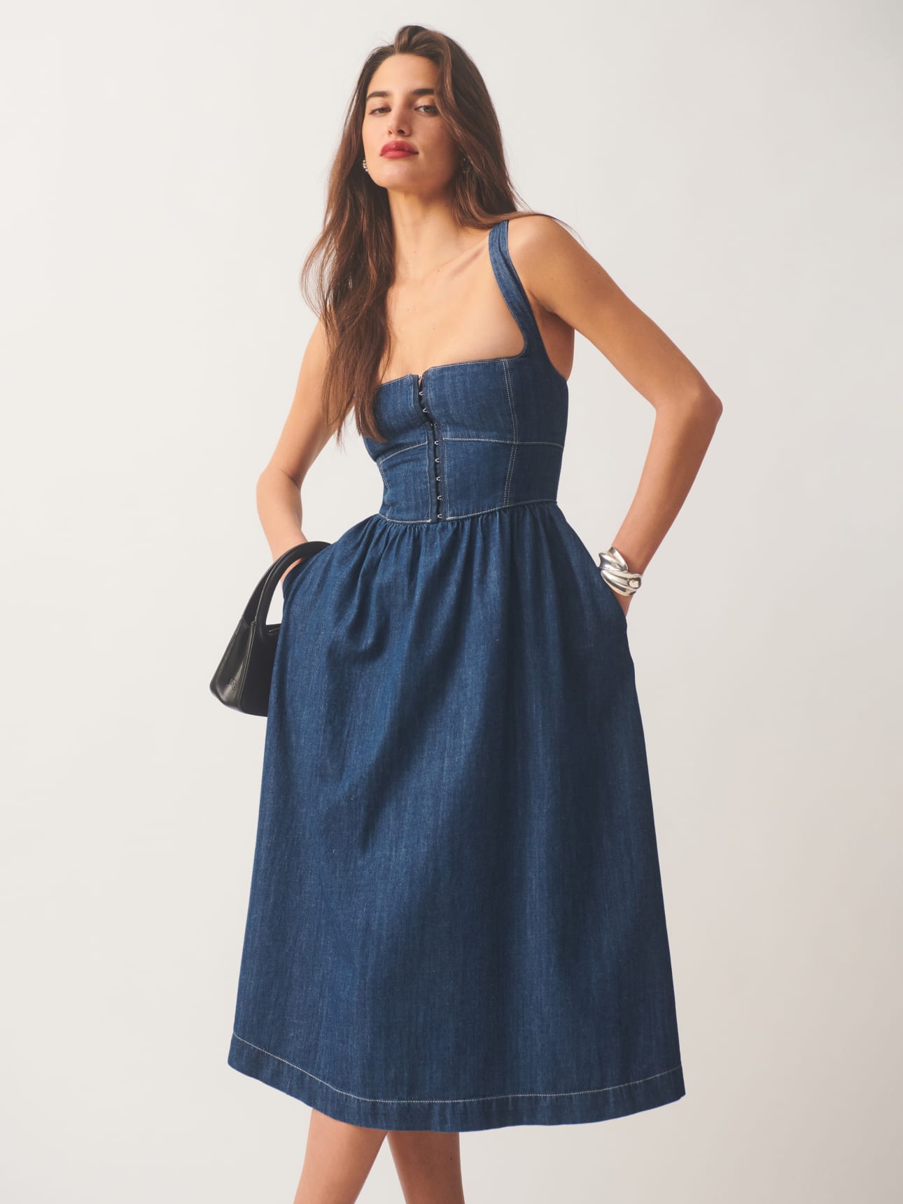 Denim Tea Length Dress