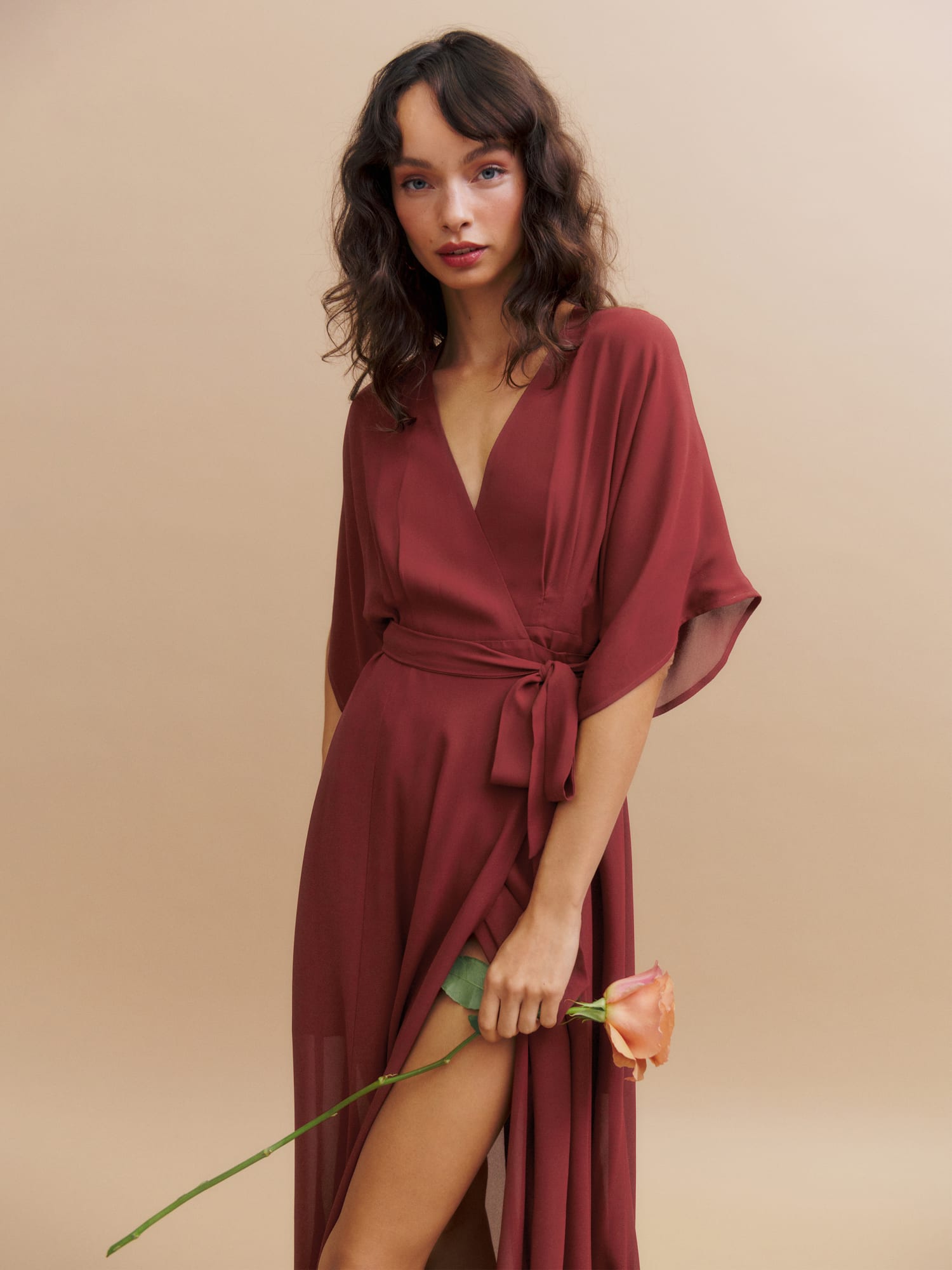 Rise to the Occasion Burgundy Midi Wrap Dress