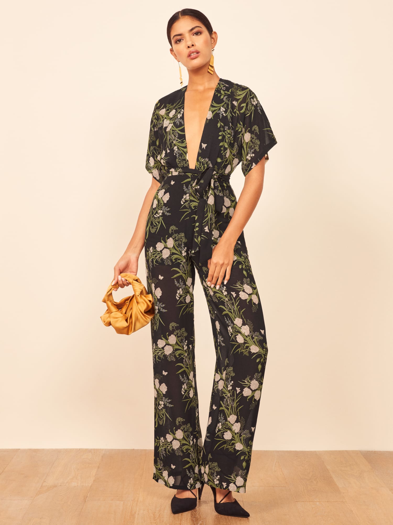 Reformation gold jumpsuit hot sale