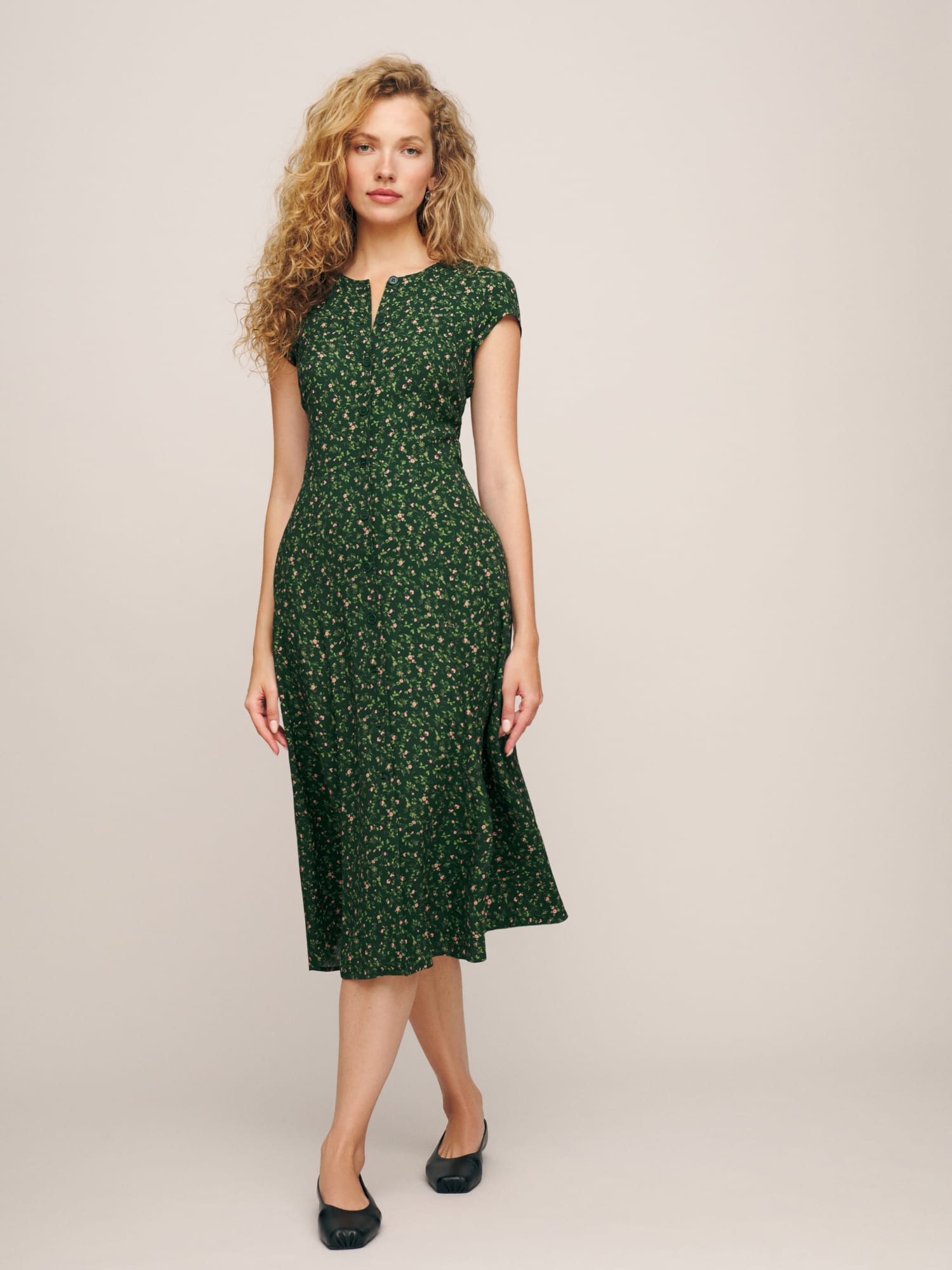 Fauna front button midi dress reformation sale