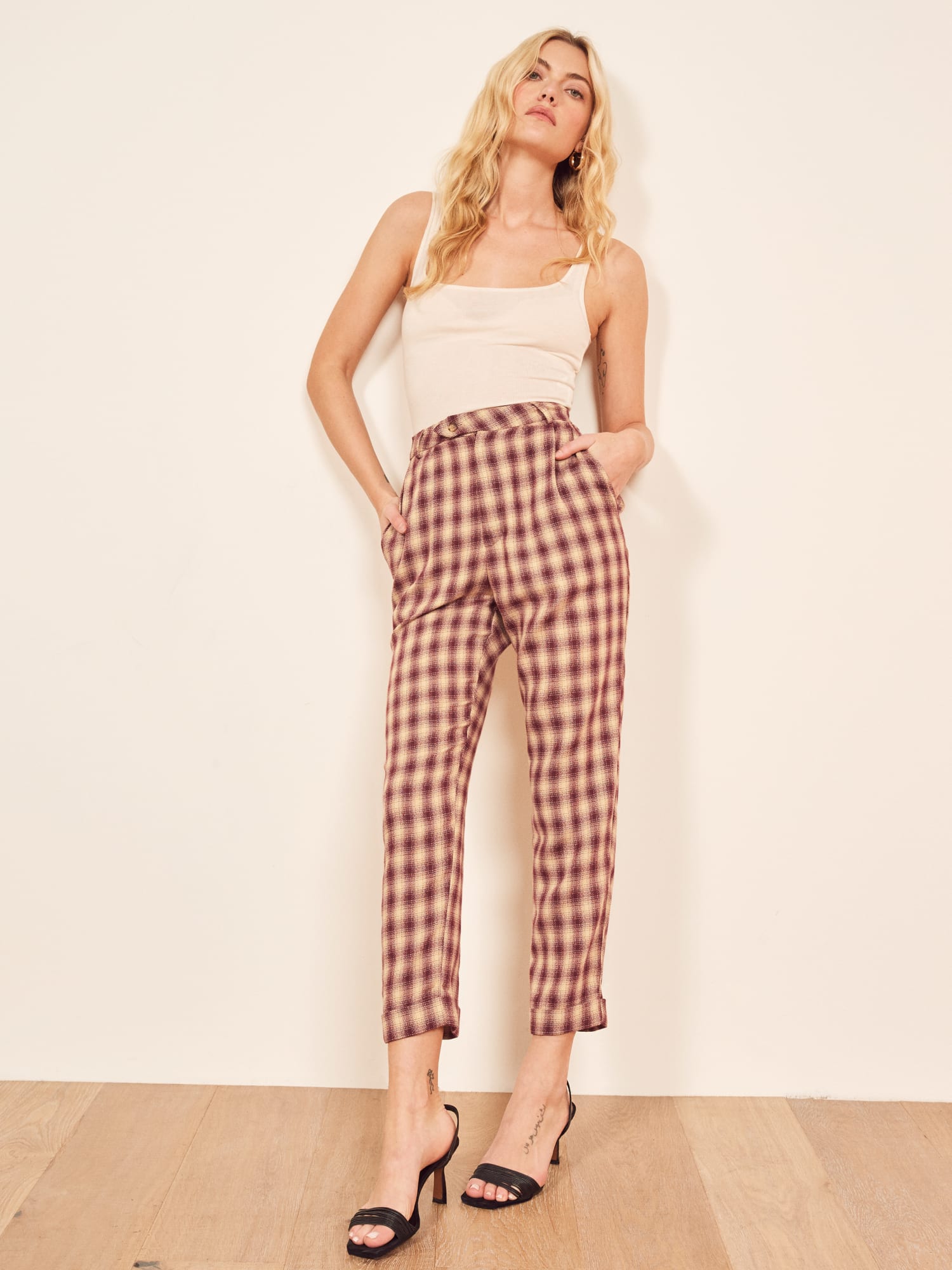 Reformation gingham pants hot sale
