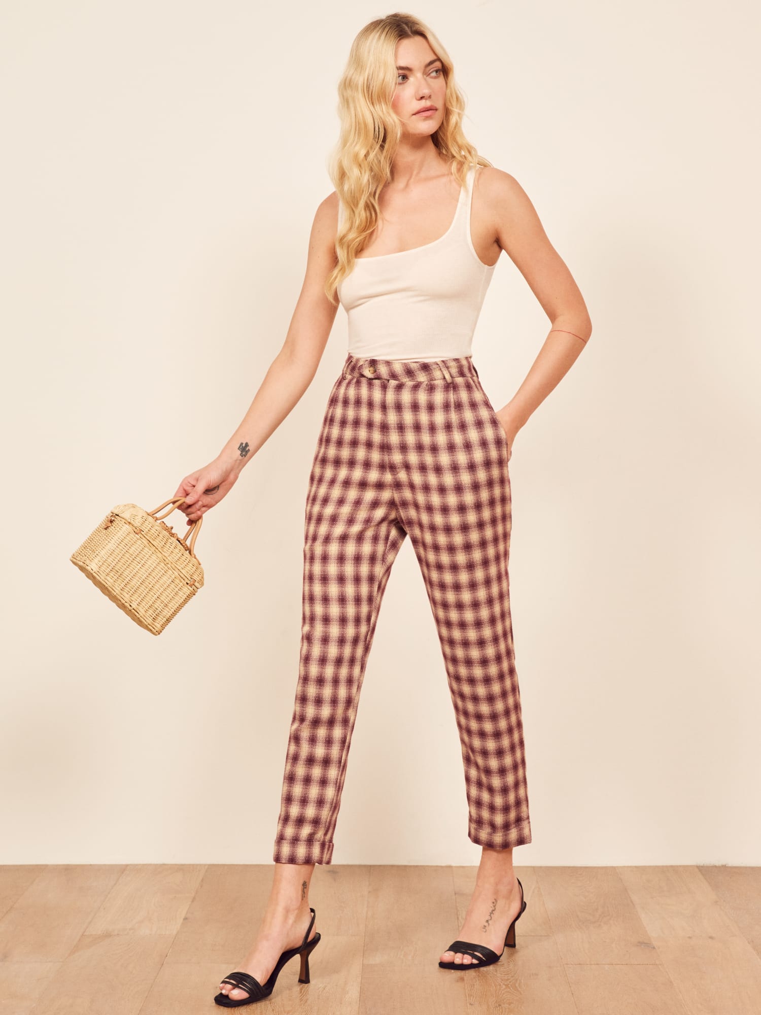 Reformation gingham pants sale