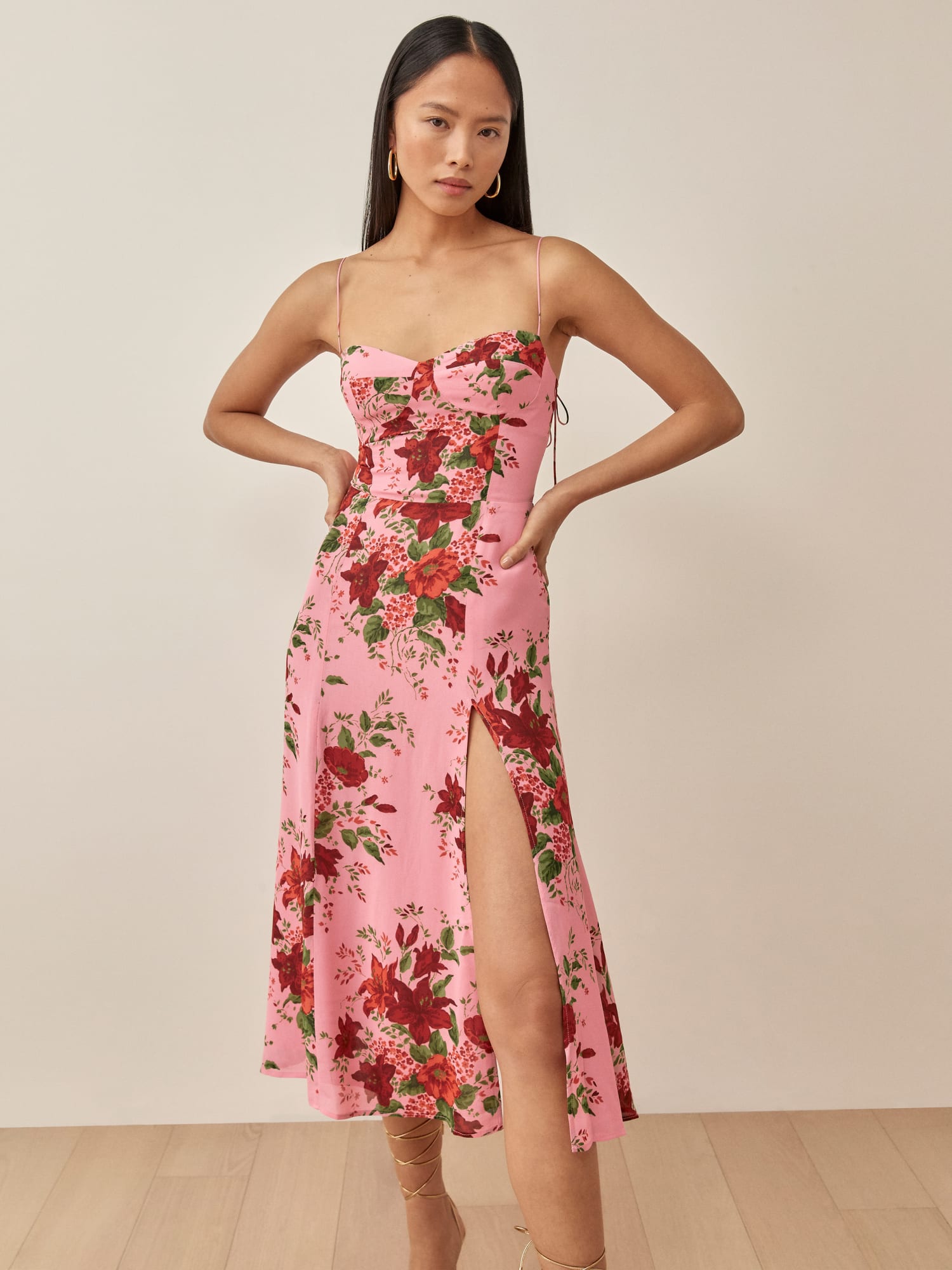 Reformation pink floral dress sale