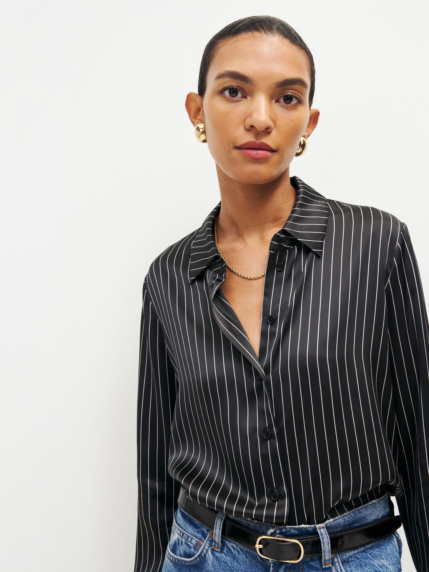Black silk top cheap