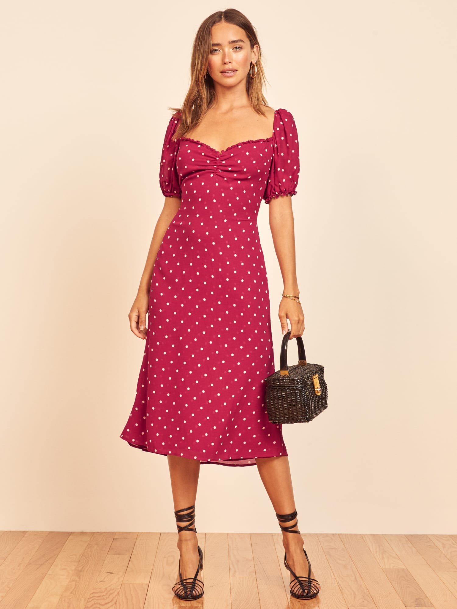 Reformation red polka dot dress outlet