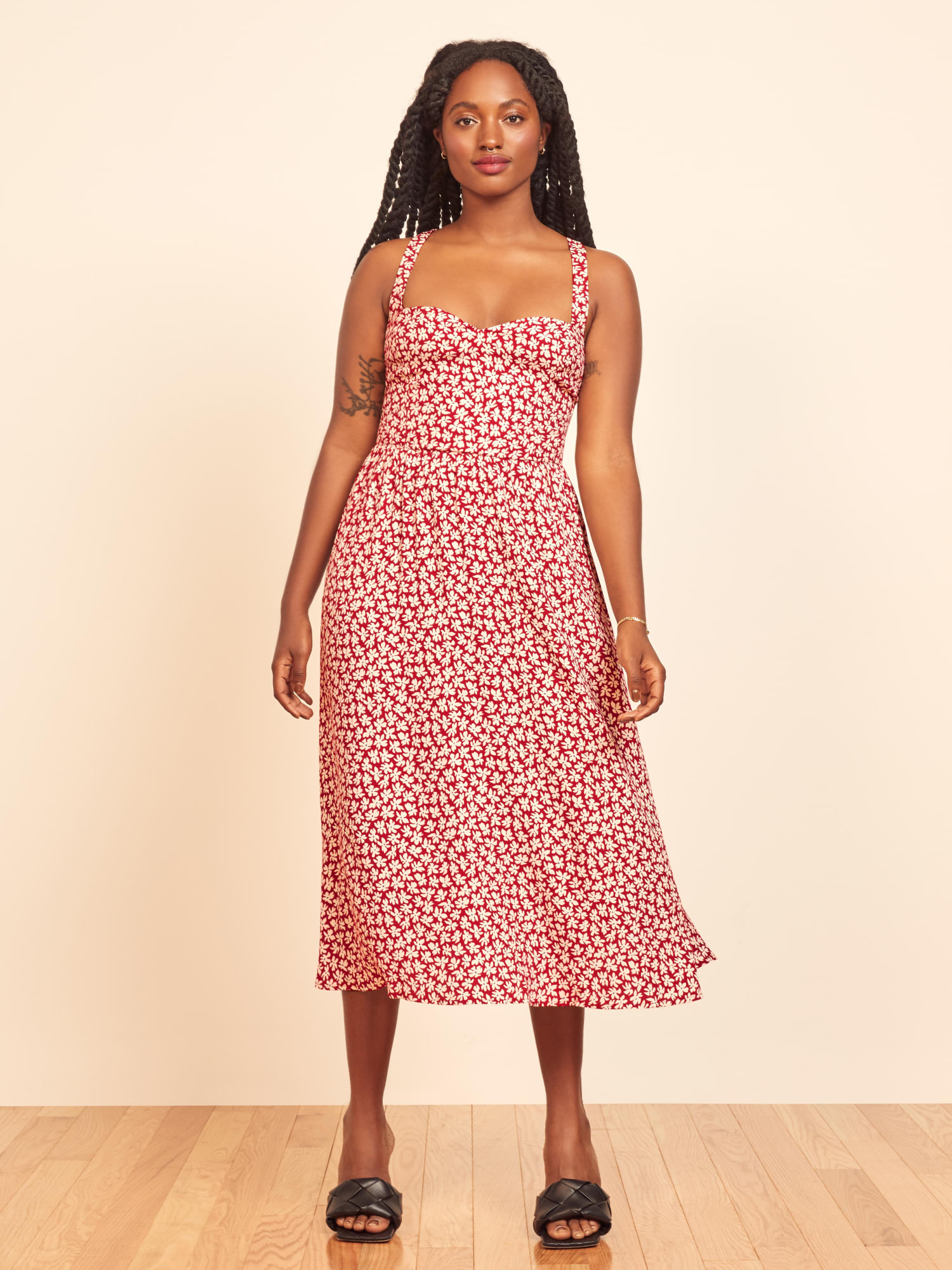 Reformation red floral dress 2025