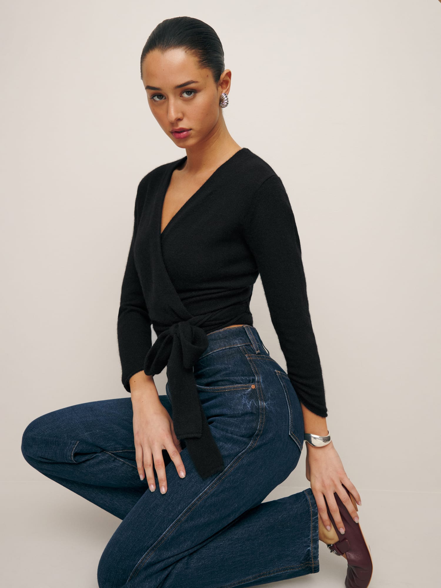Cashmere wrap top on sale