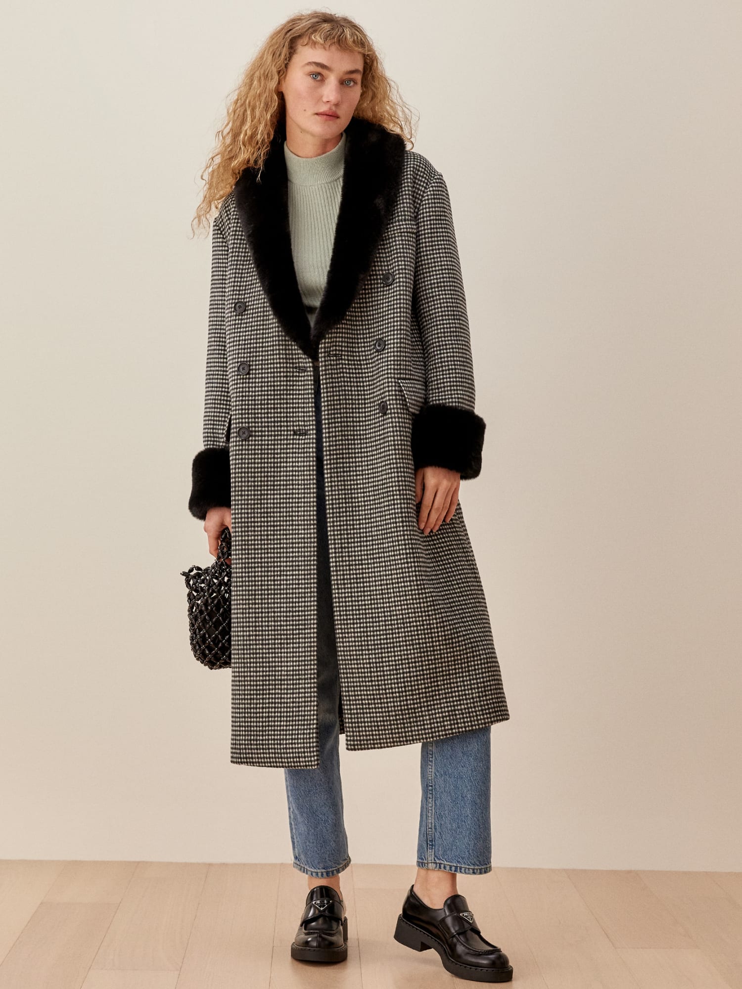 Reformation faux fur coat top