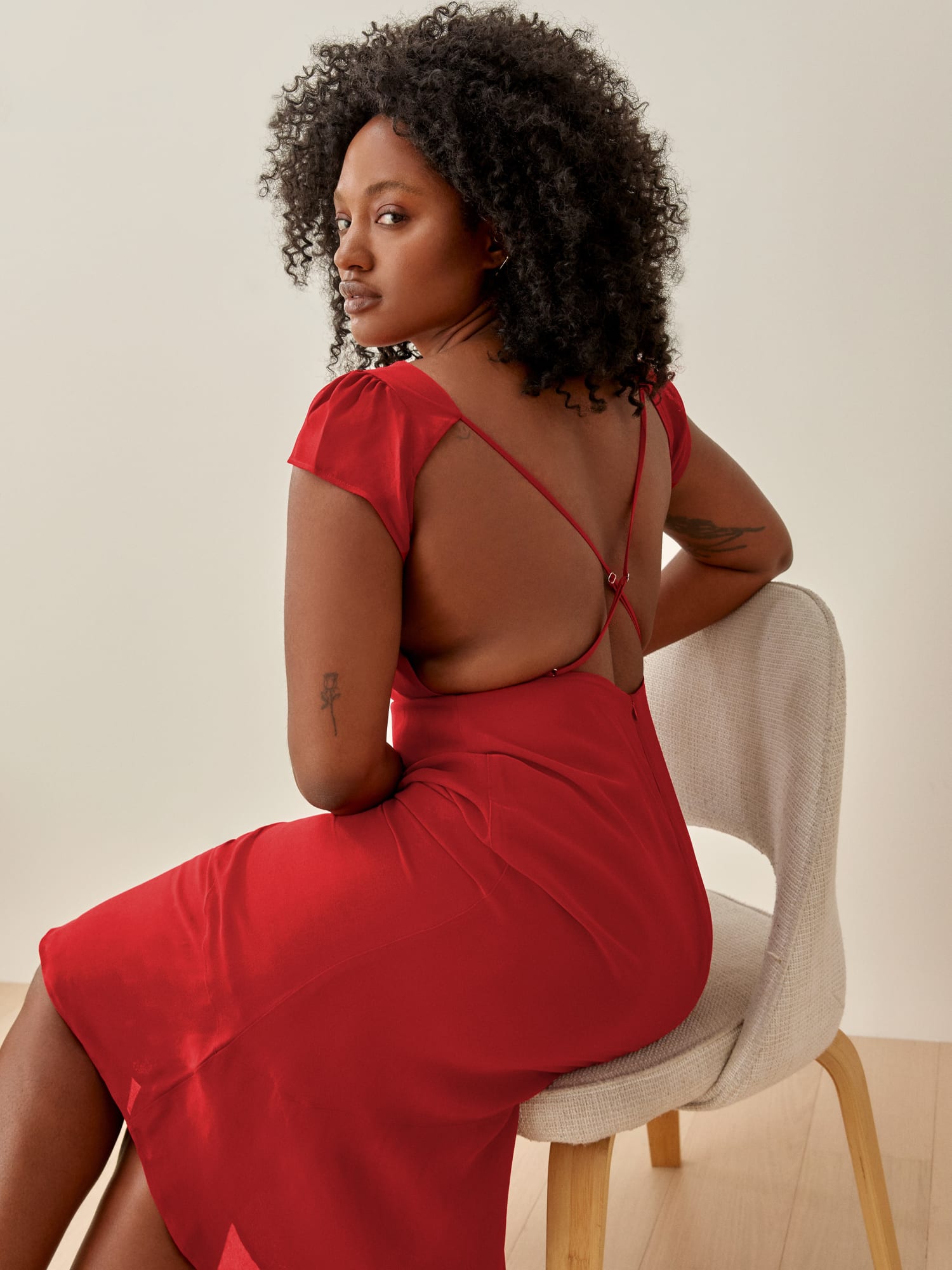 Reformation red wrap dress discount