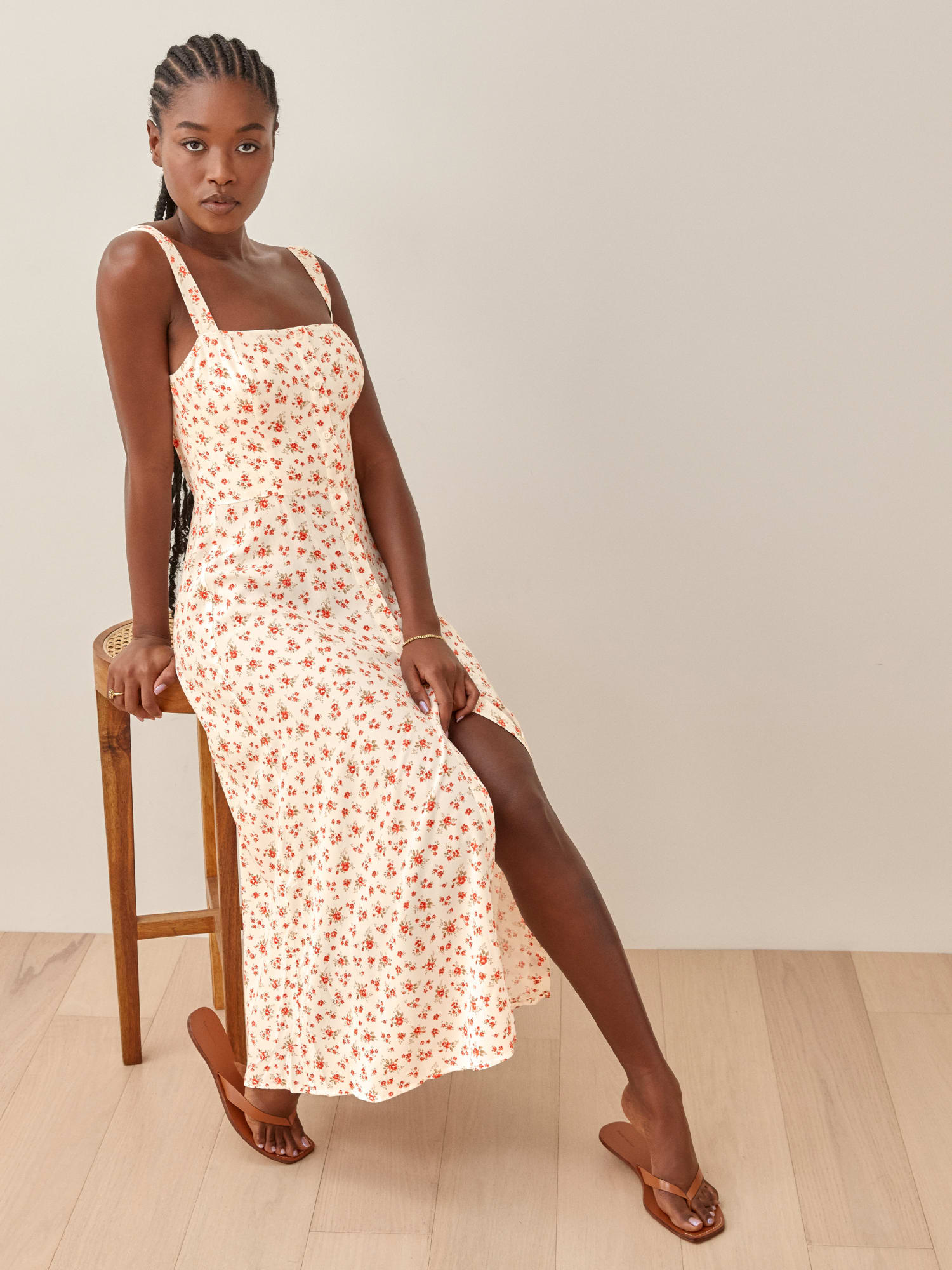 Reformation button dress deals