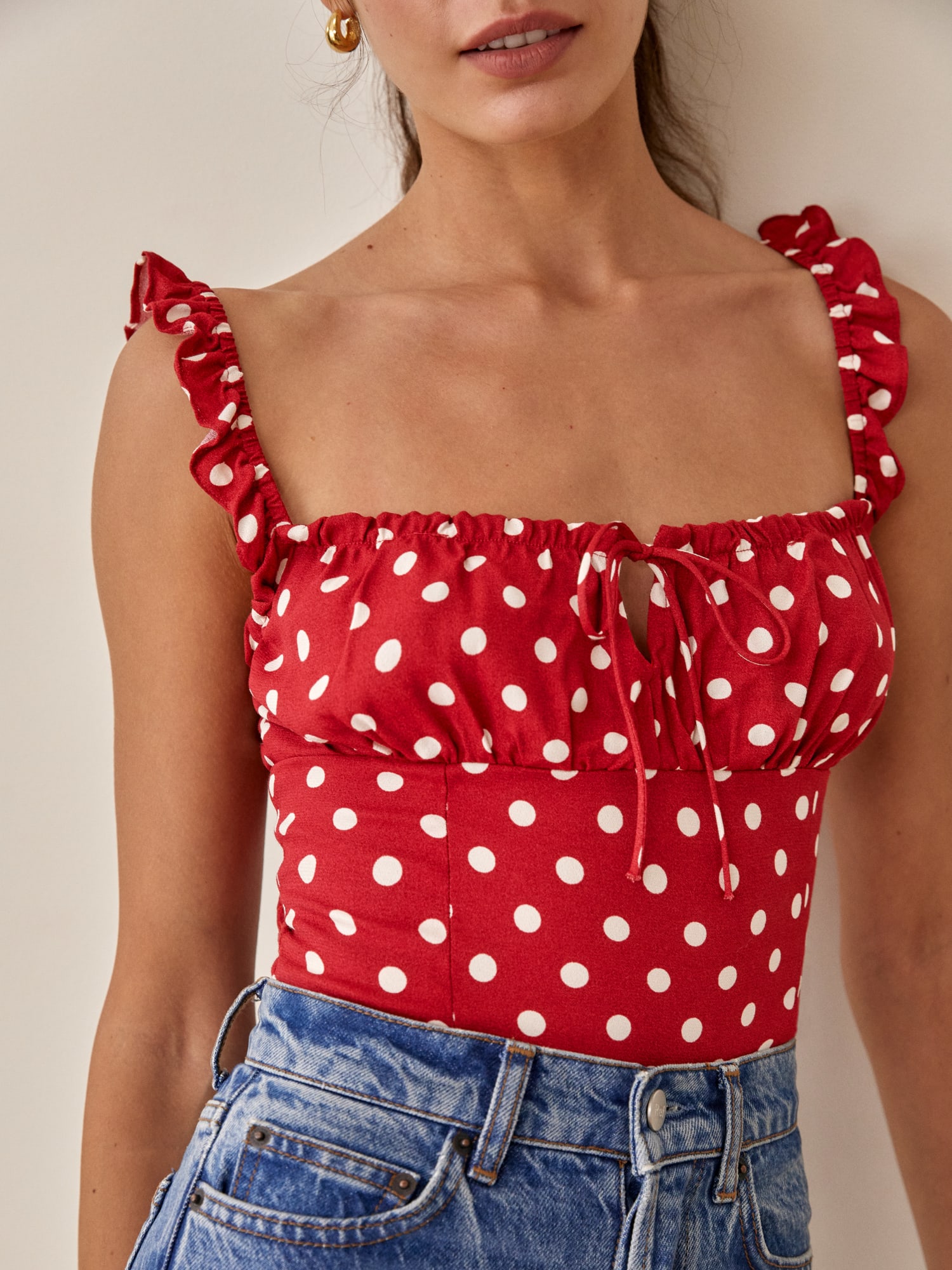 Reformation polka dot top online