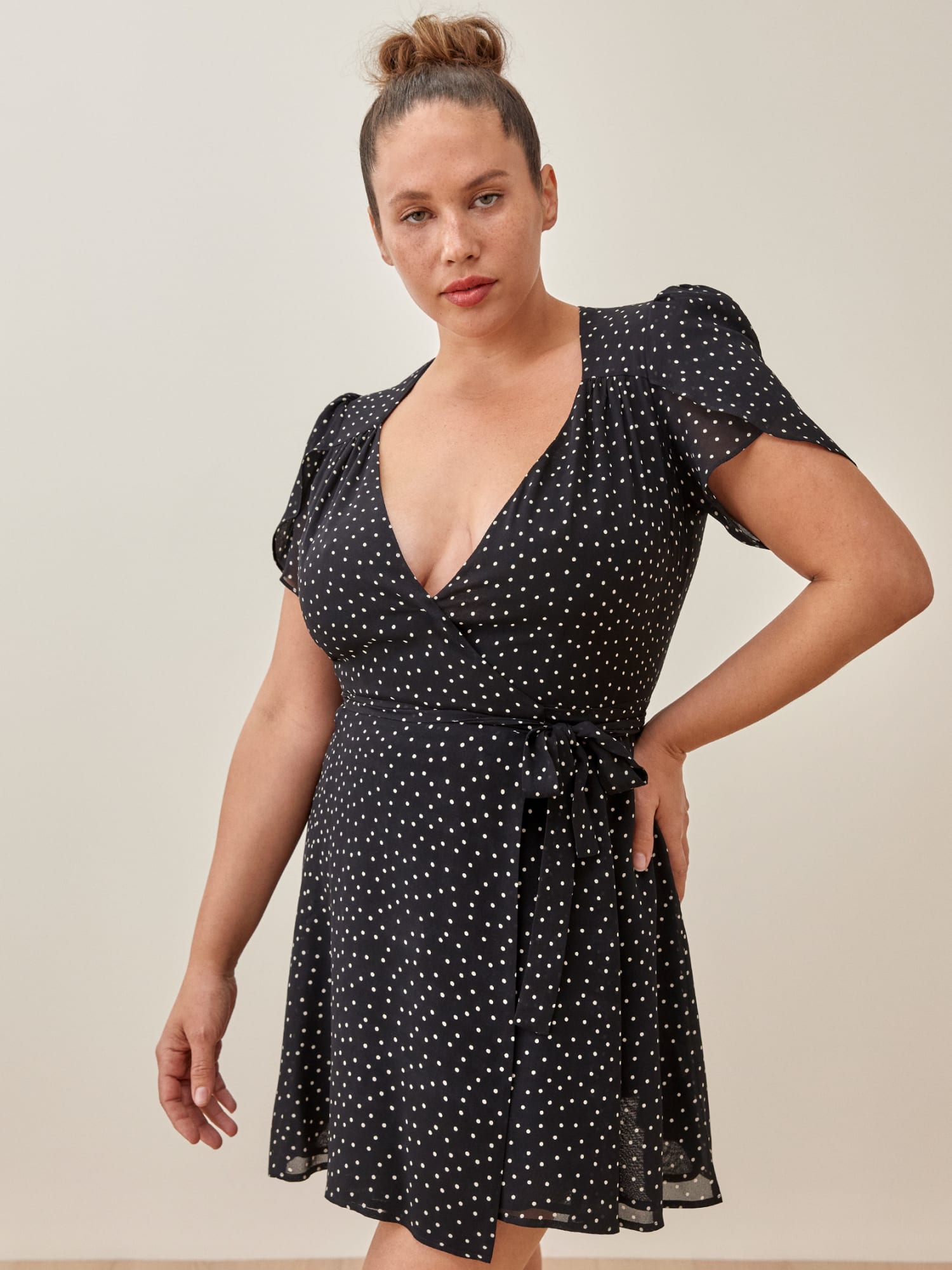 Reformation polka dot wrap dress sale