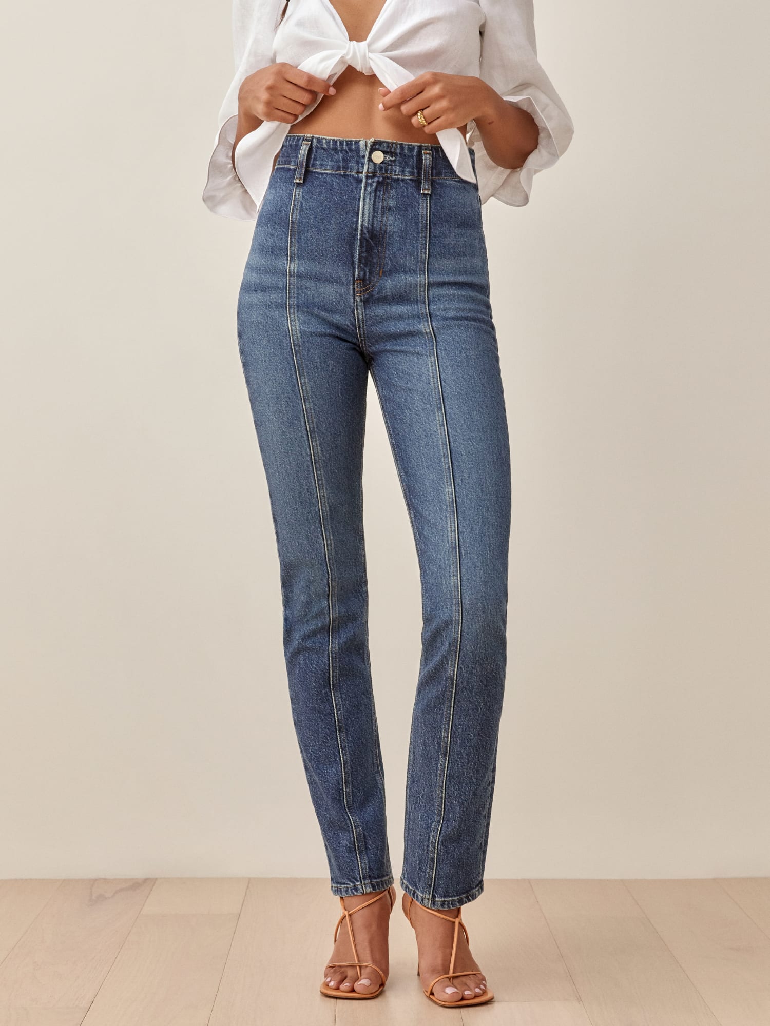 Amie Seamed High Rise Straight Leg Jeans
