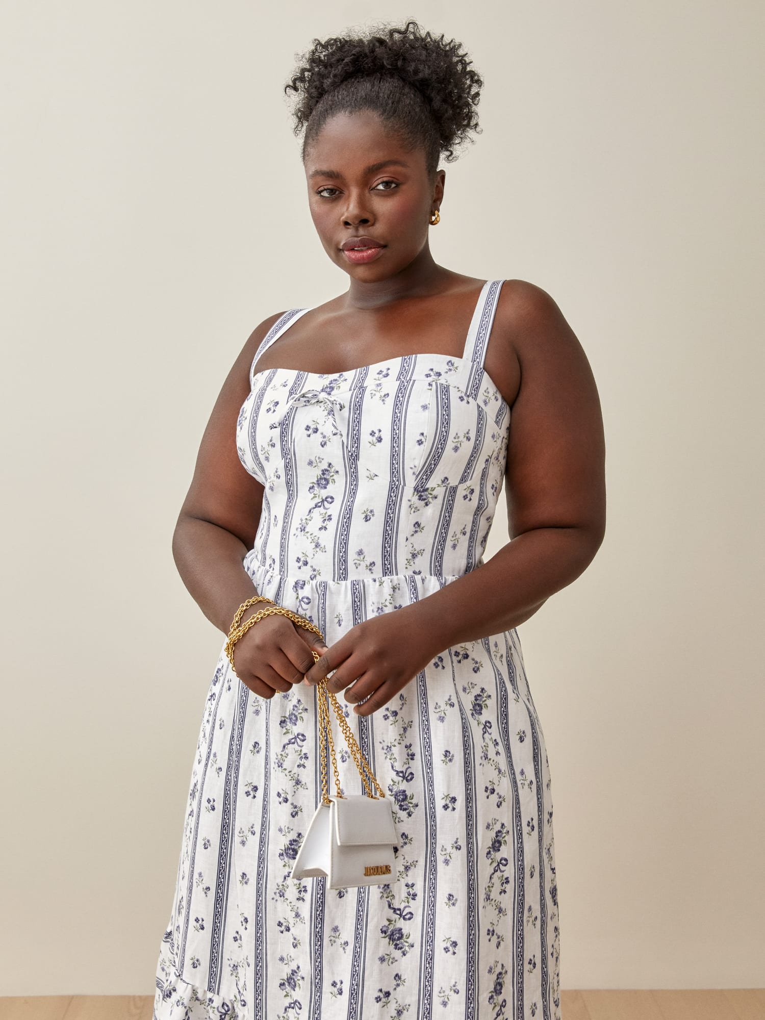 Maegan Dress Es Tank Straps Midi Linen Reformation