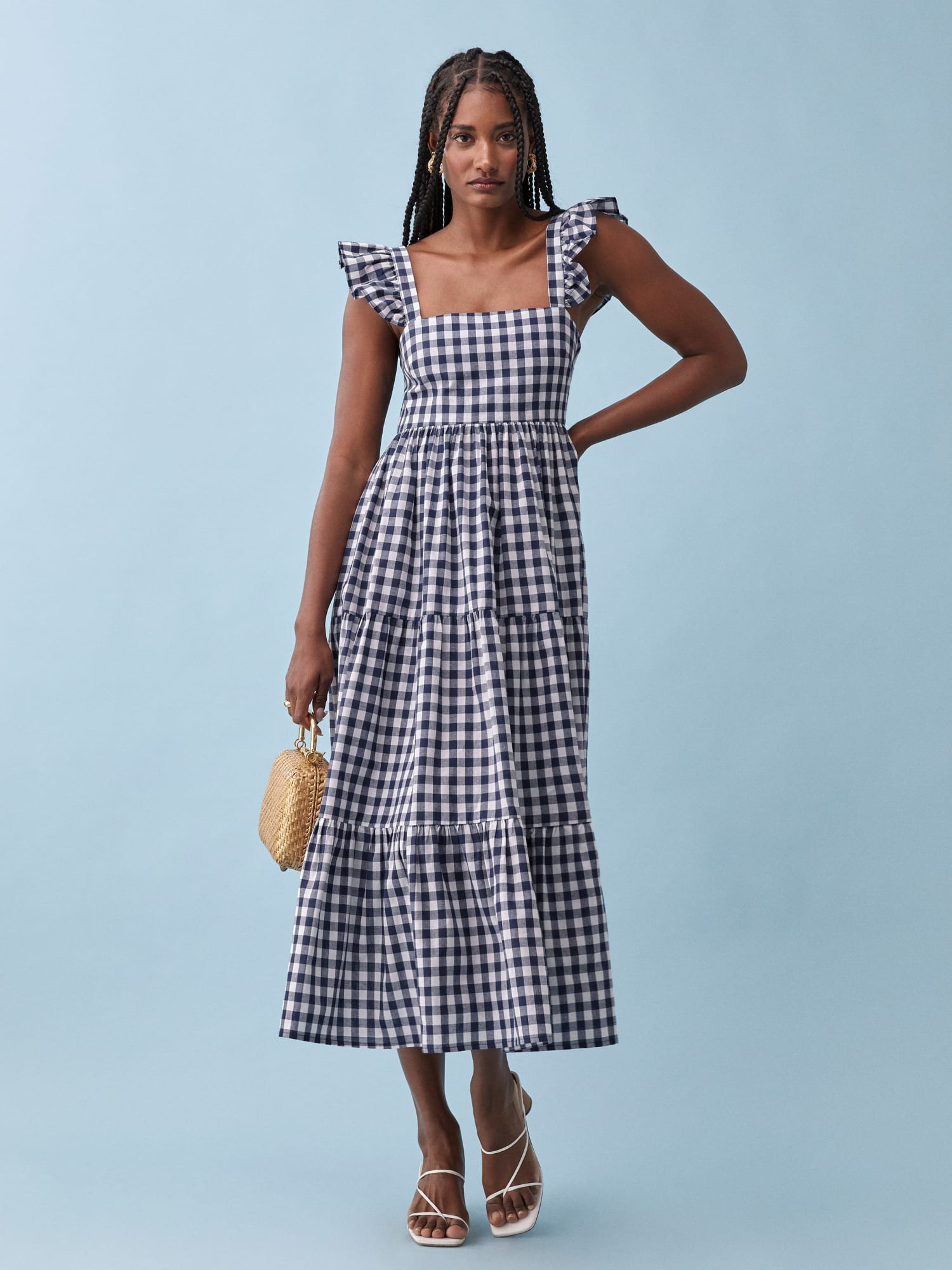 Reformation checkered dress sales
