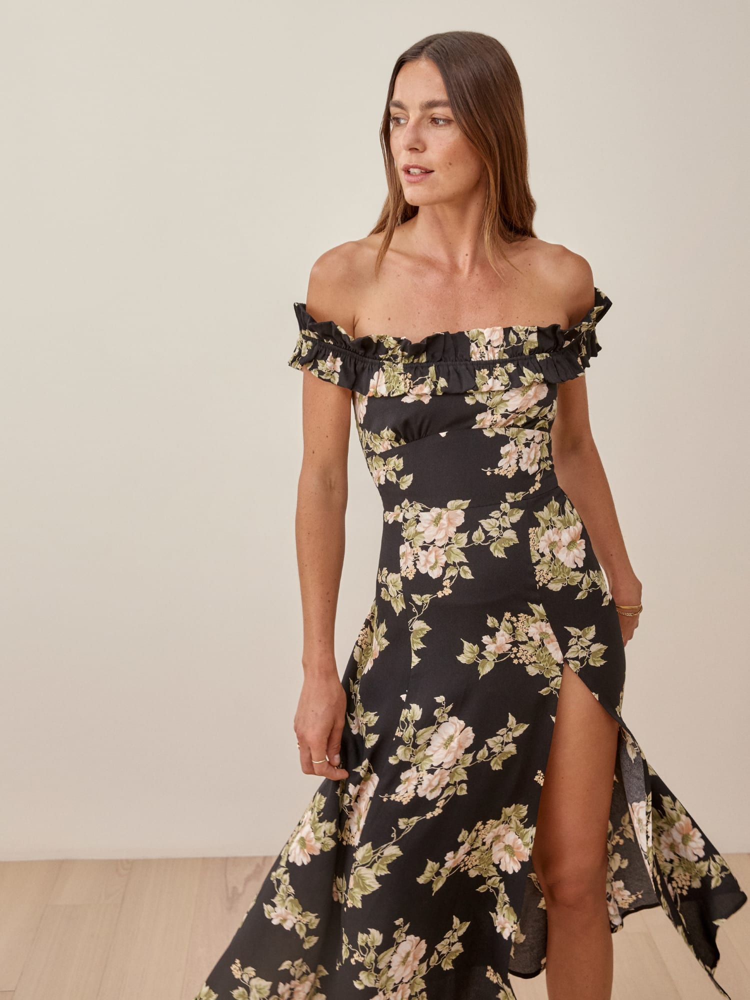 Izabel Dress Short Sleeve Midi Crepe Reformation