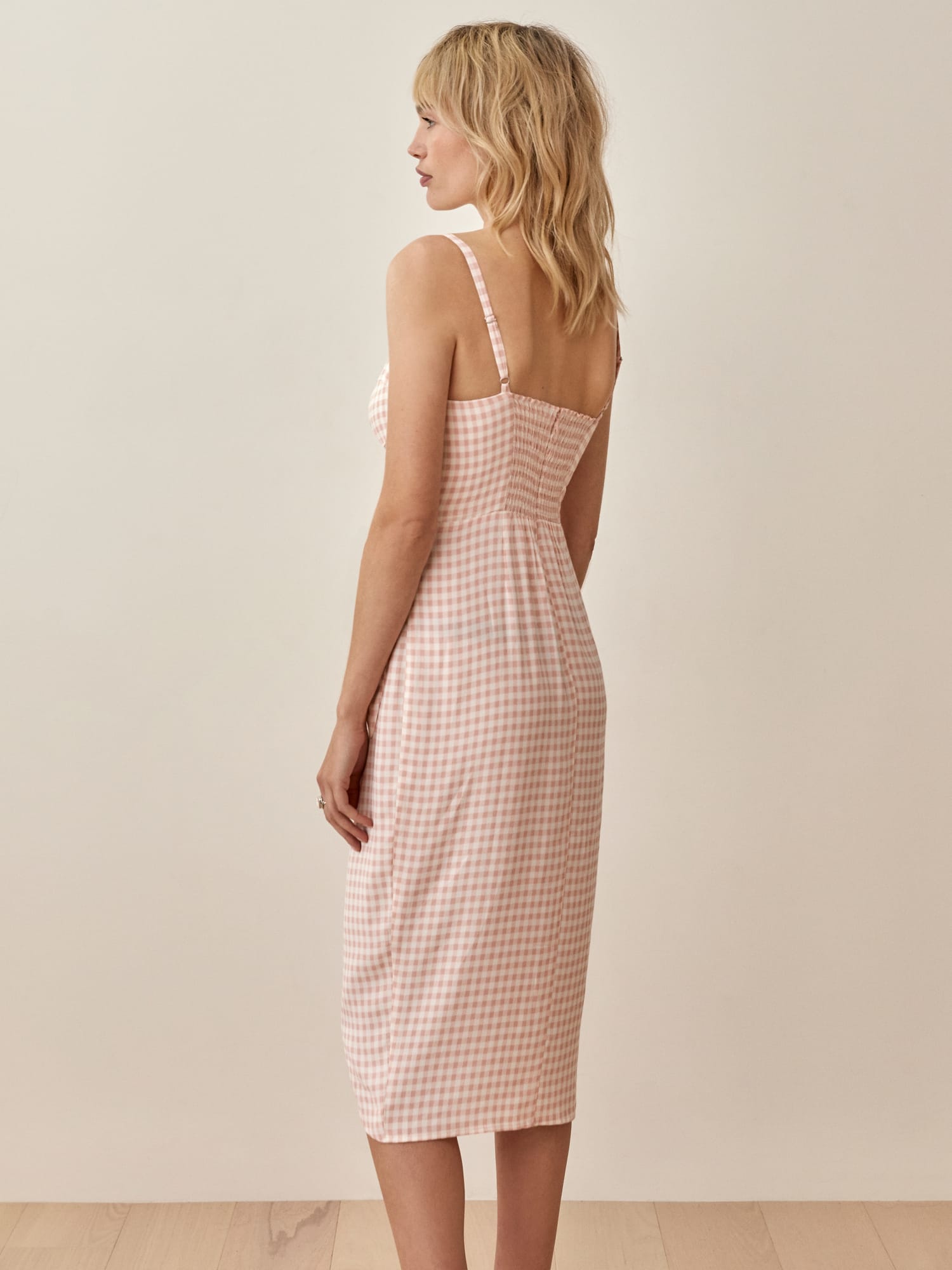 Reformation pink shop gingham dress