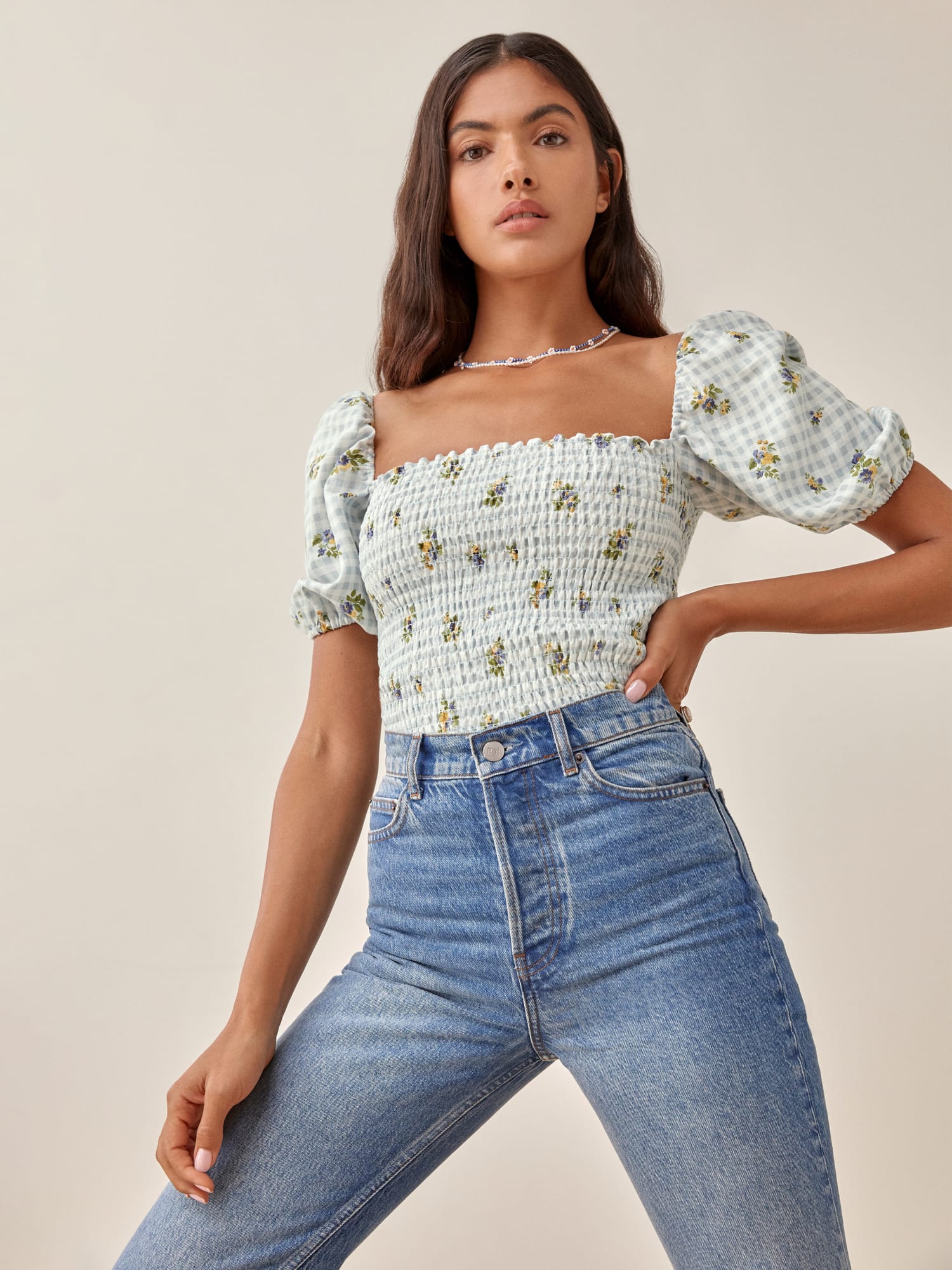 Reformation smocked top discount