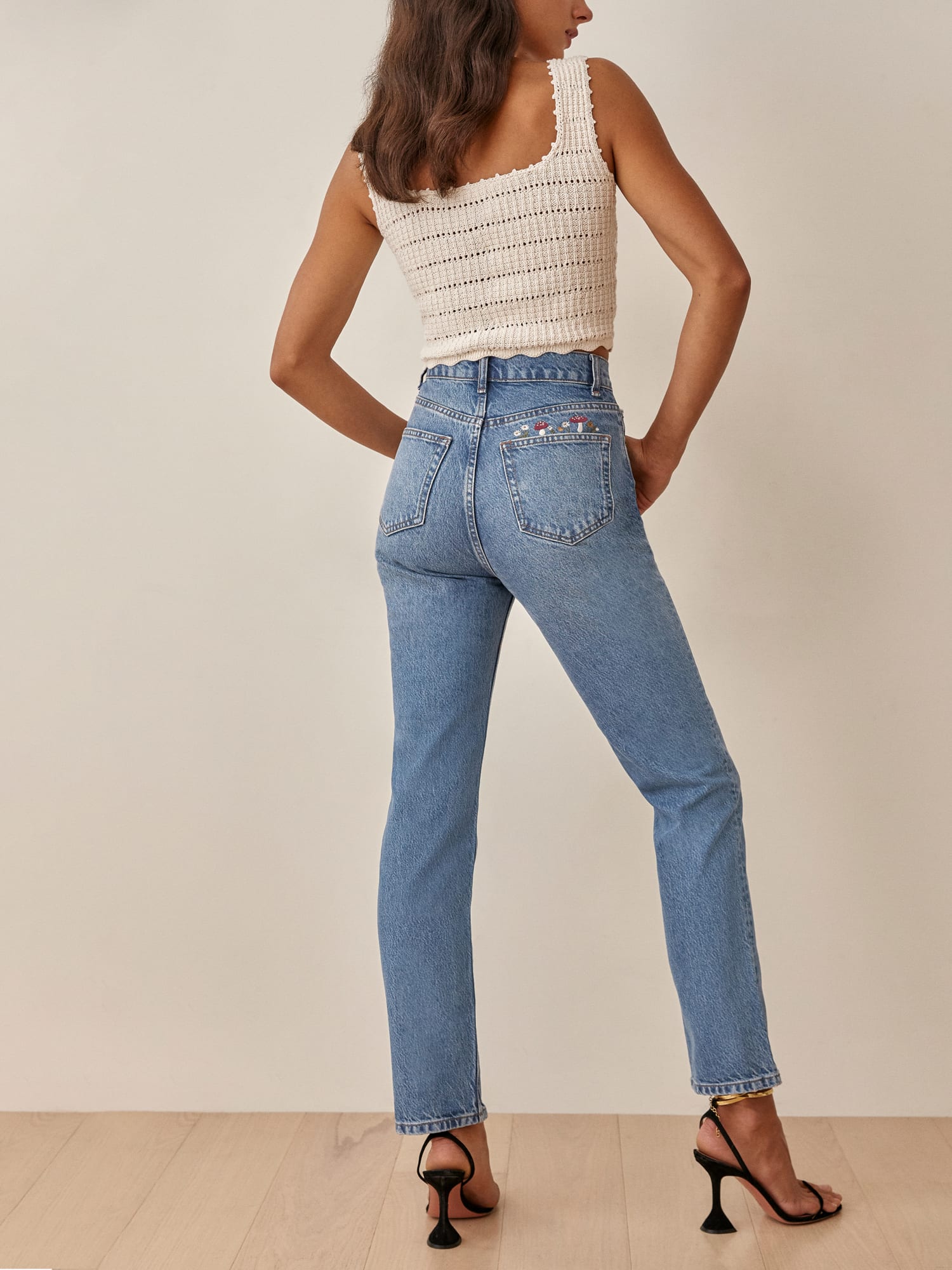 Cynthia Mushroom High Rise Straight Jeans
