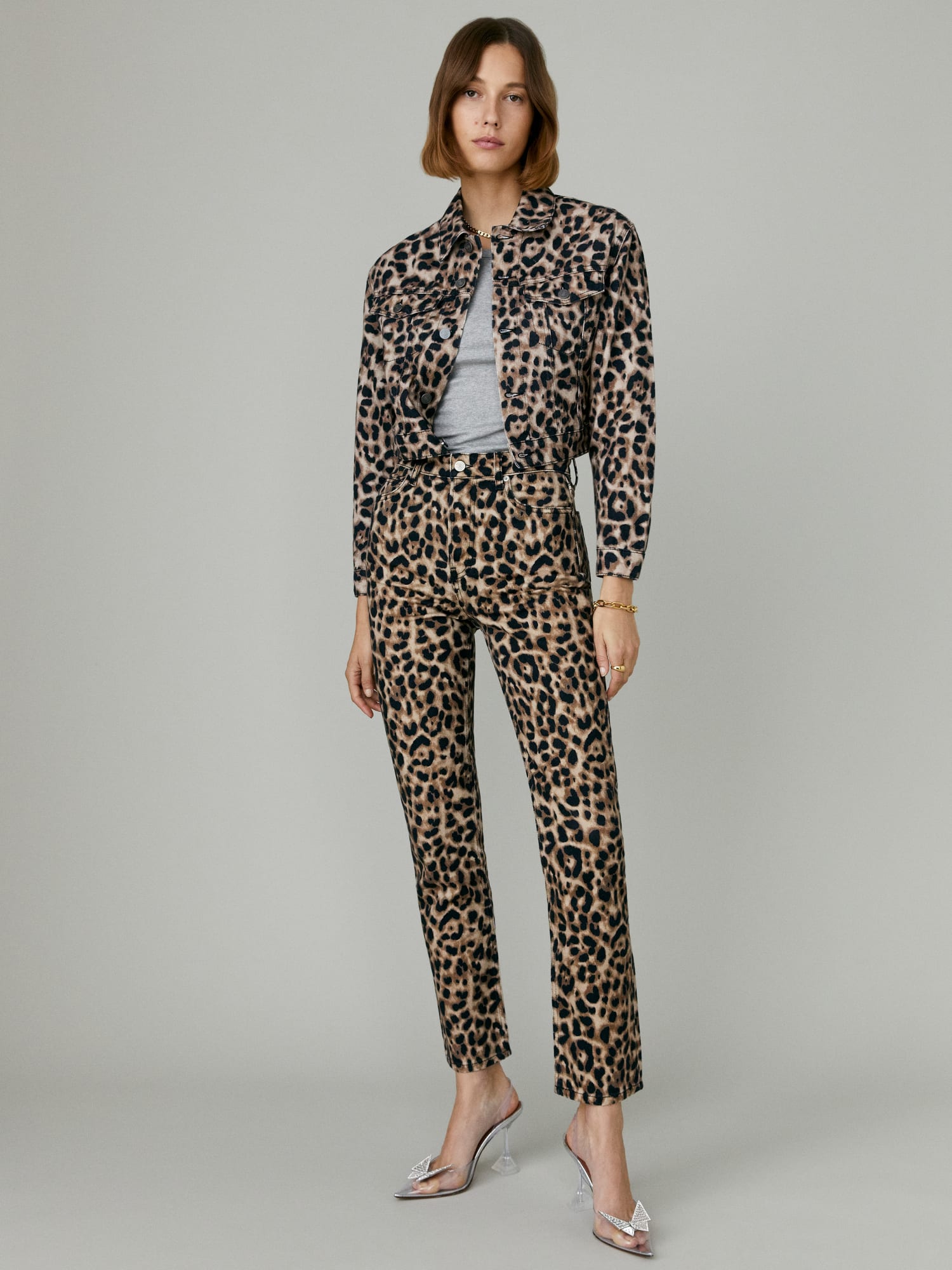 Cynthia Leopard High Rise Straight Jeans - Sustainable Denim