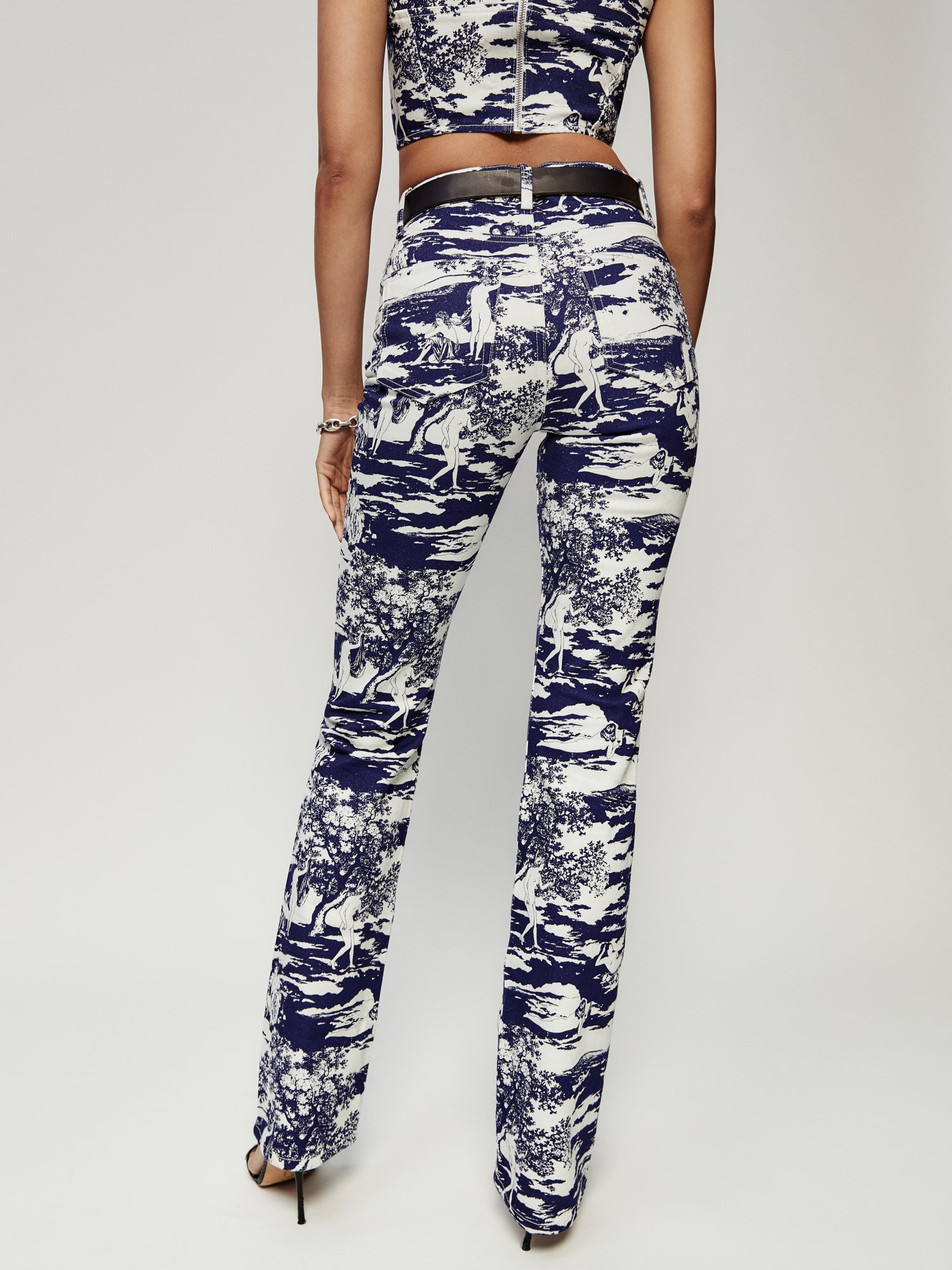 Reformation Peyton High Rise Bootcut Jeans in Blue