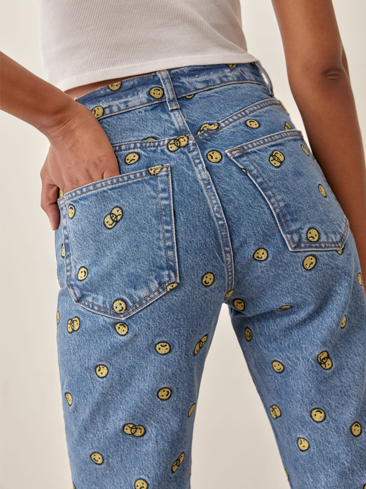 Reformation top embroidered jeans