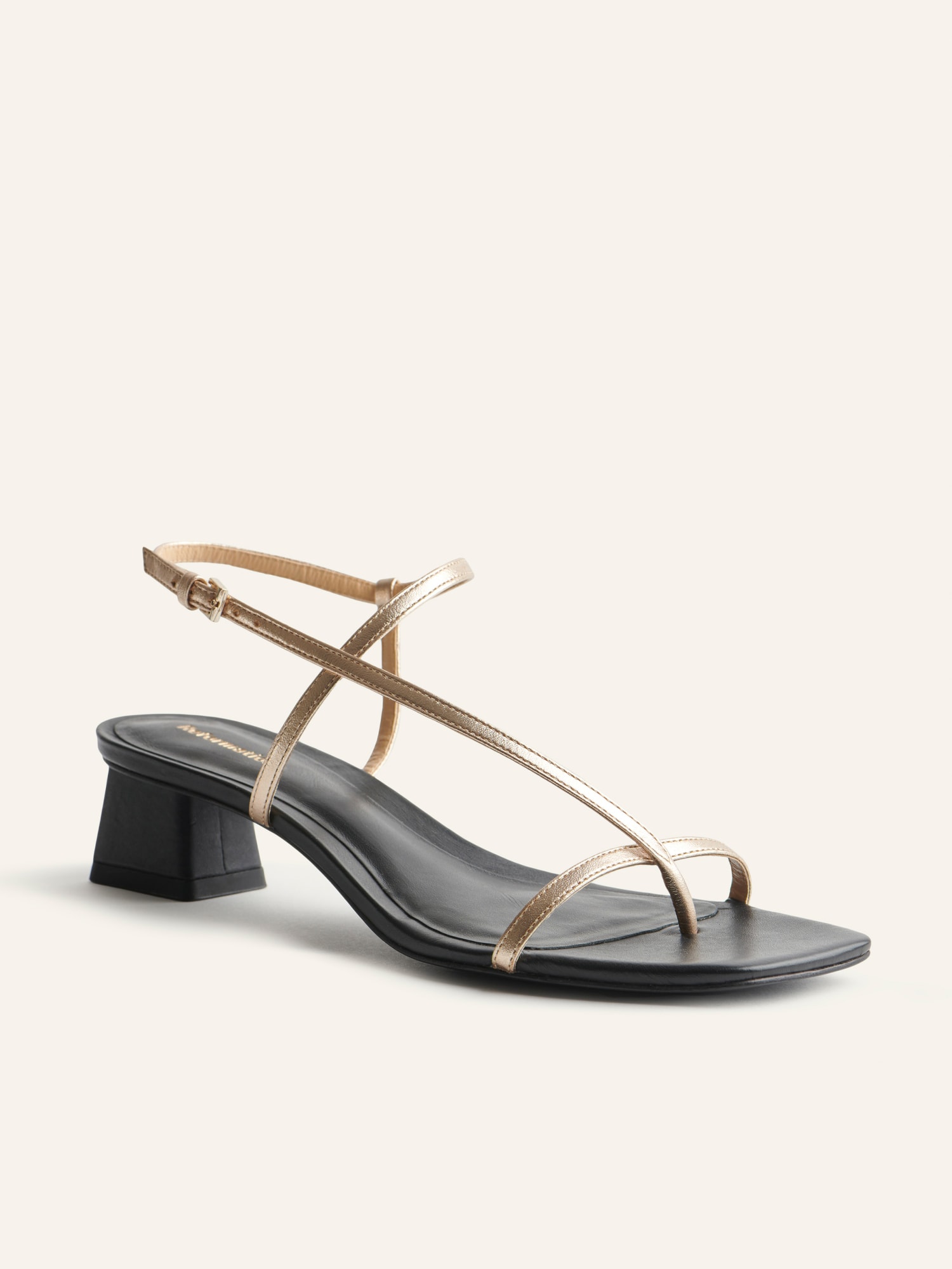 Dani Asymmetrical Block Heel Sandal - Leather Sustainable Shoes