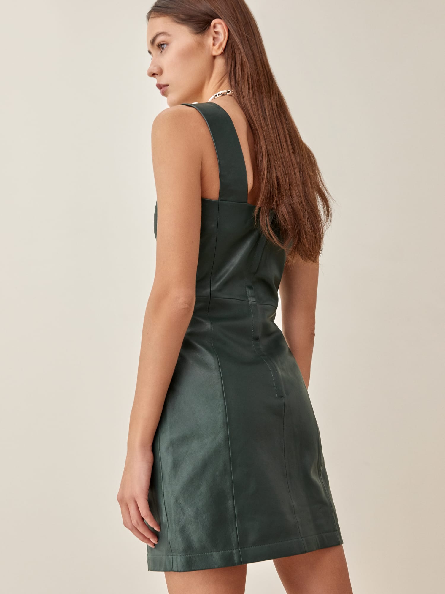 Leather green dress best sale
