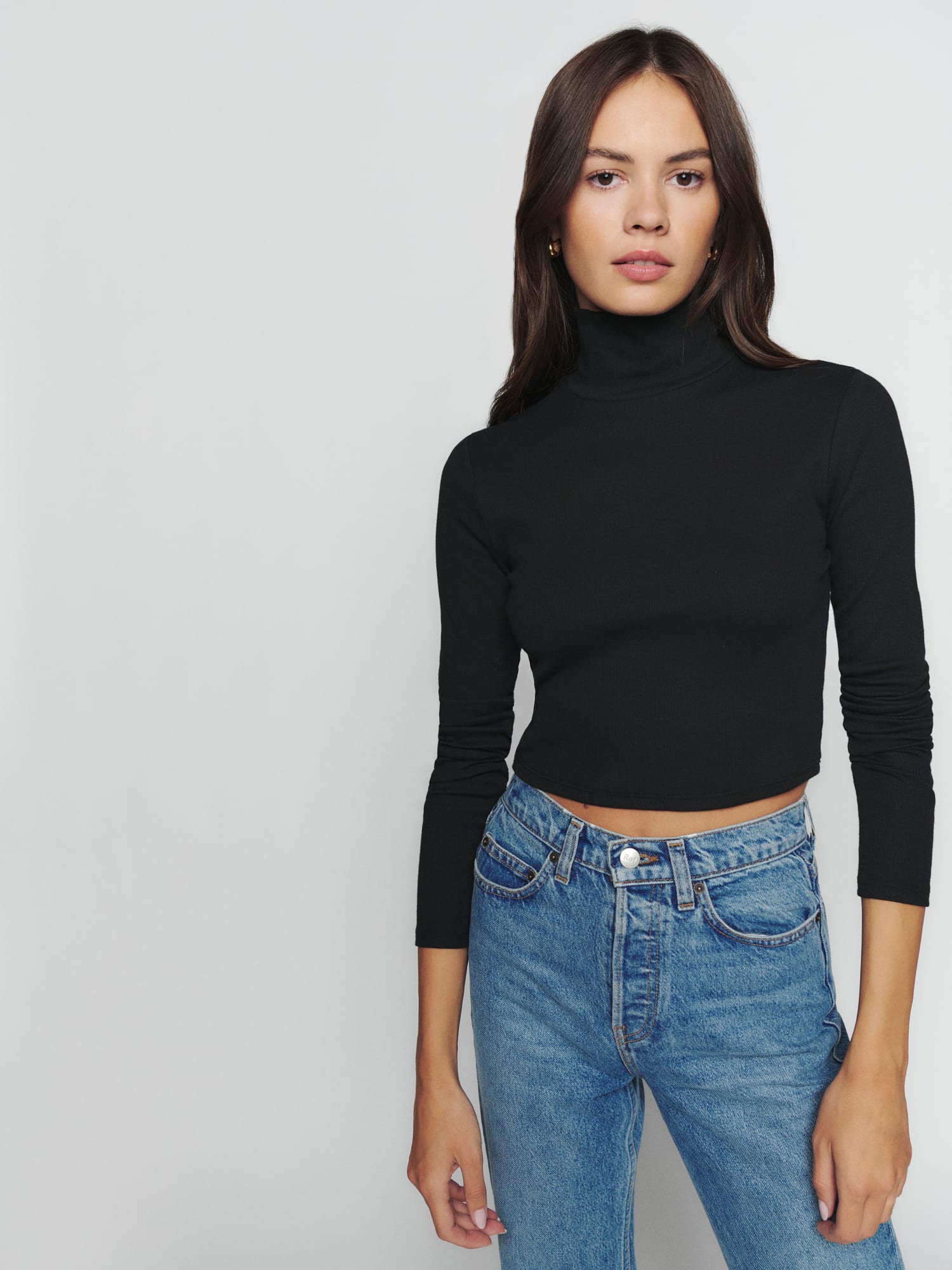 Davy Cropped Ribbed Turtleneck Tee - Long Sleeve