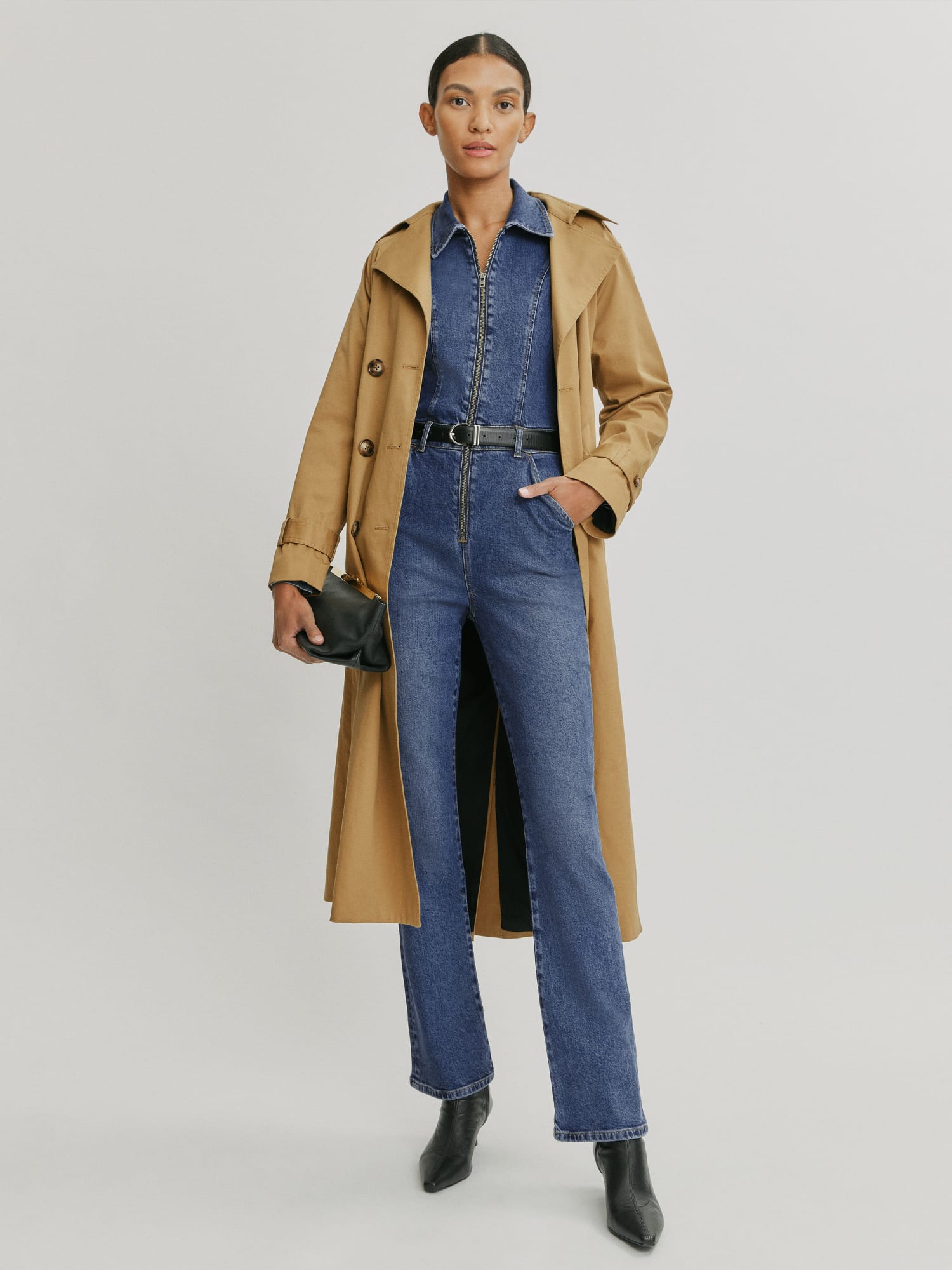 Reformation denim jumpsuit discount