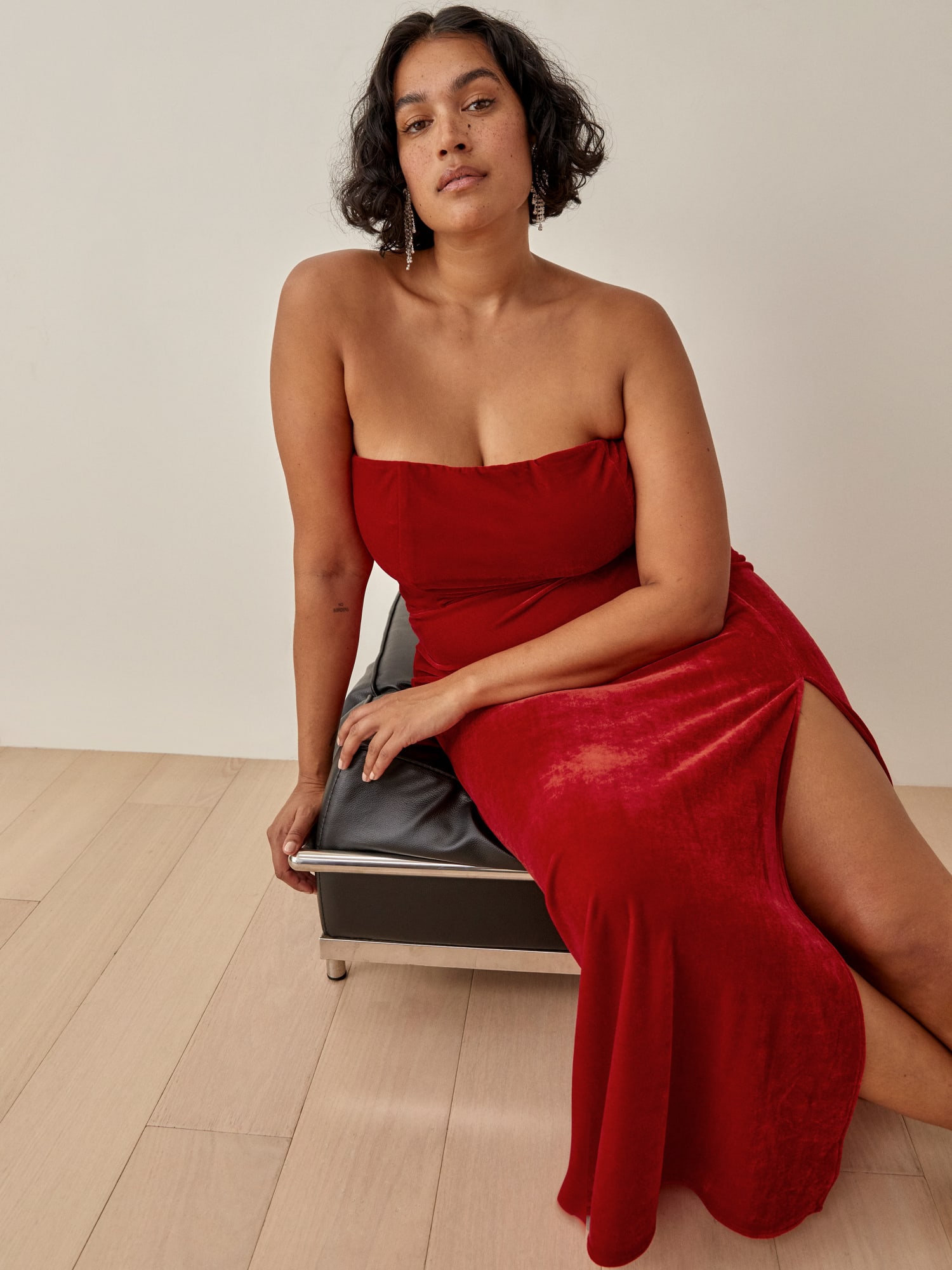 Reformation red velvet dress on sale
