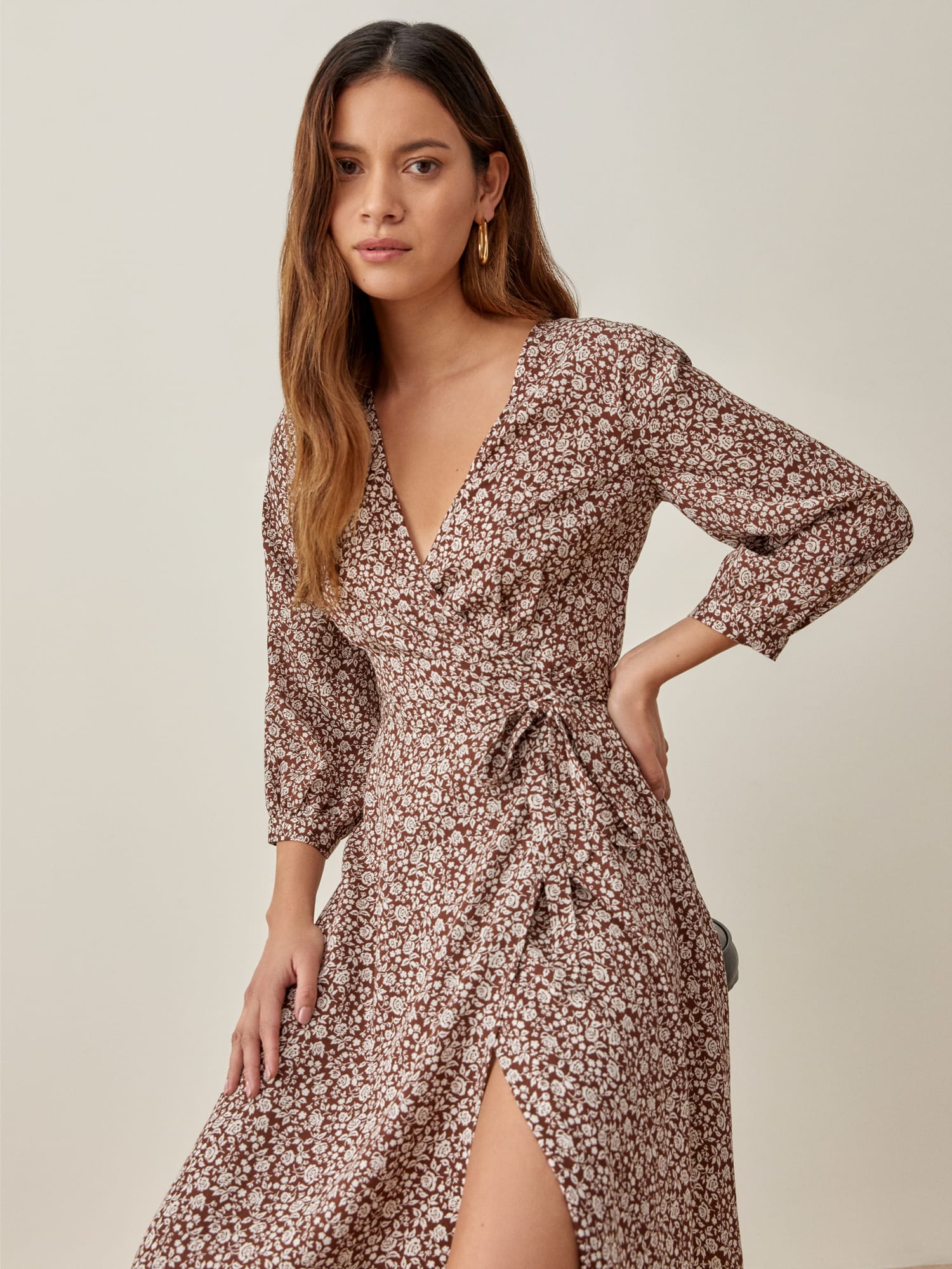 reformation leopard wrap dress