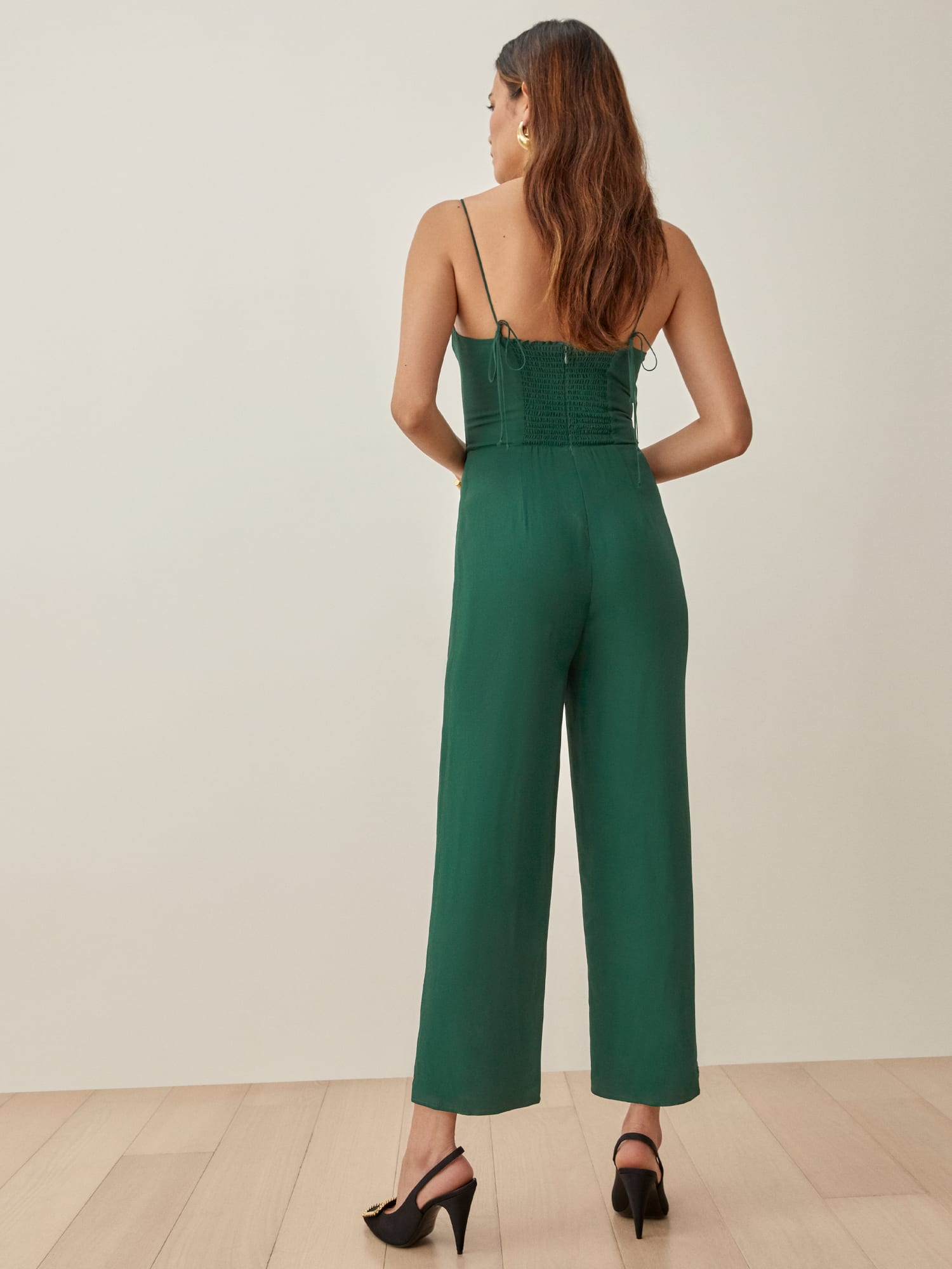 Reformation green jumpsuit deals