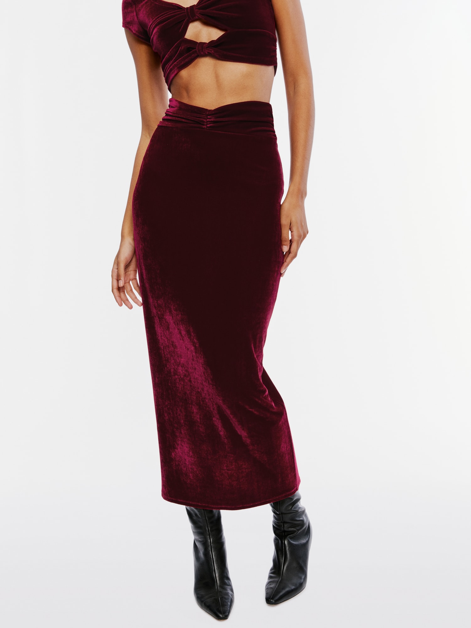 Maroon velvet skirt deals