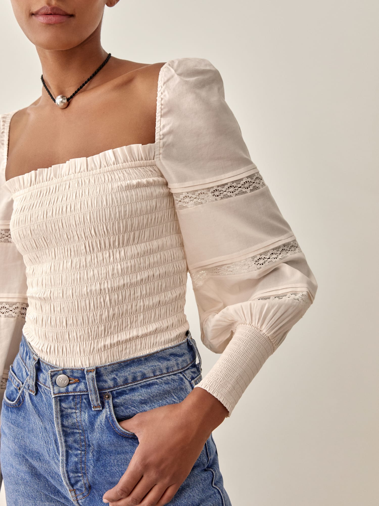 Reformation smocked top best sale
