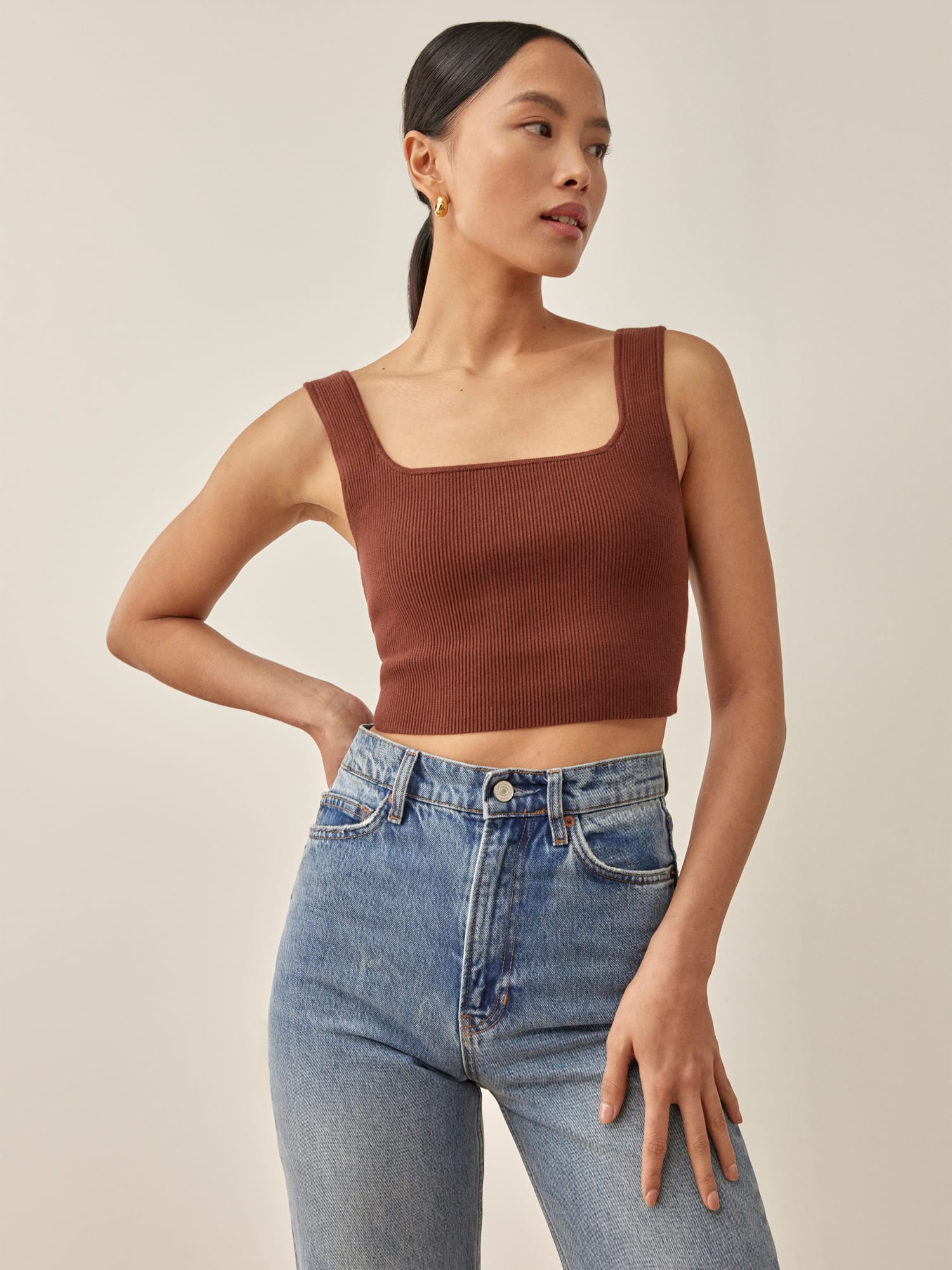 Cropped sweater clearance tank top
