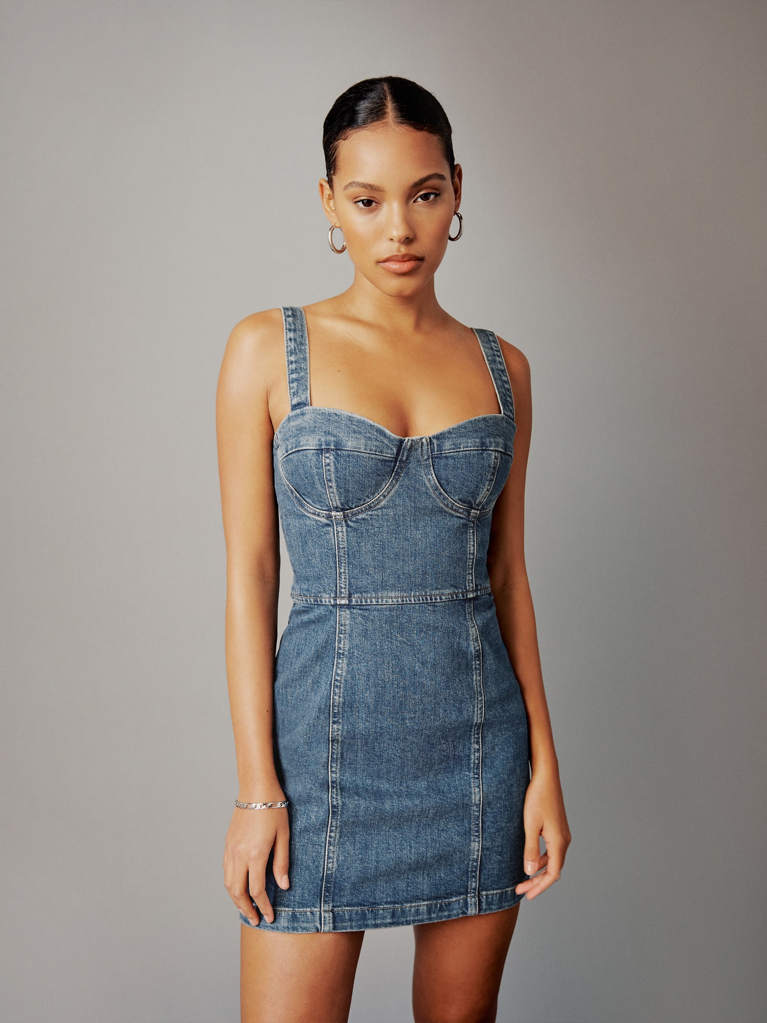 Nikki Strapless Bustier Denim Mini Dress - Sustainable Denim