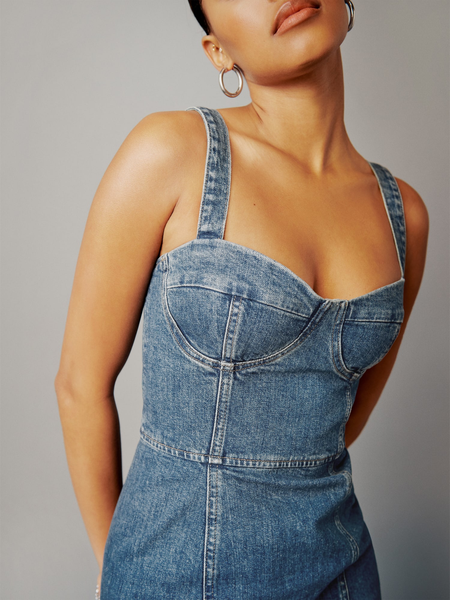 Nikki Strapless Bustier Denim Mini Dress - Sustainable Denim