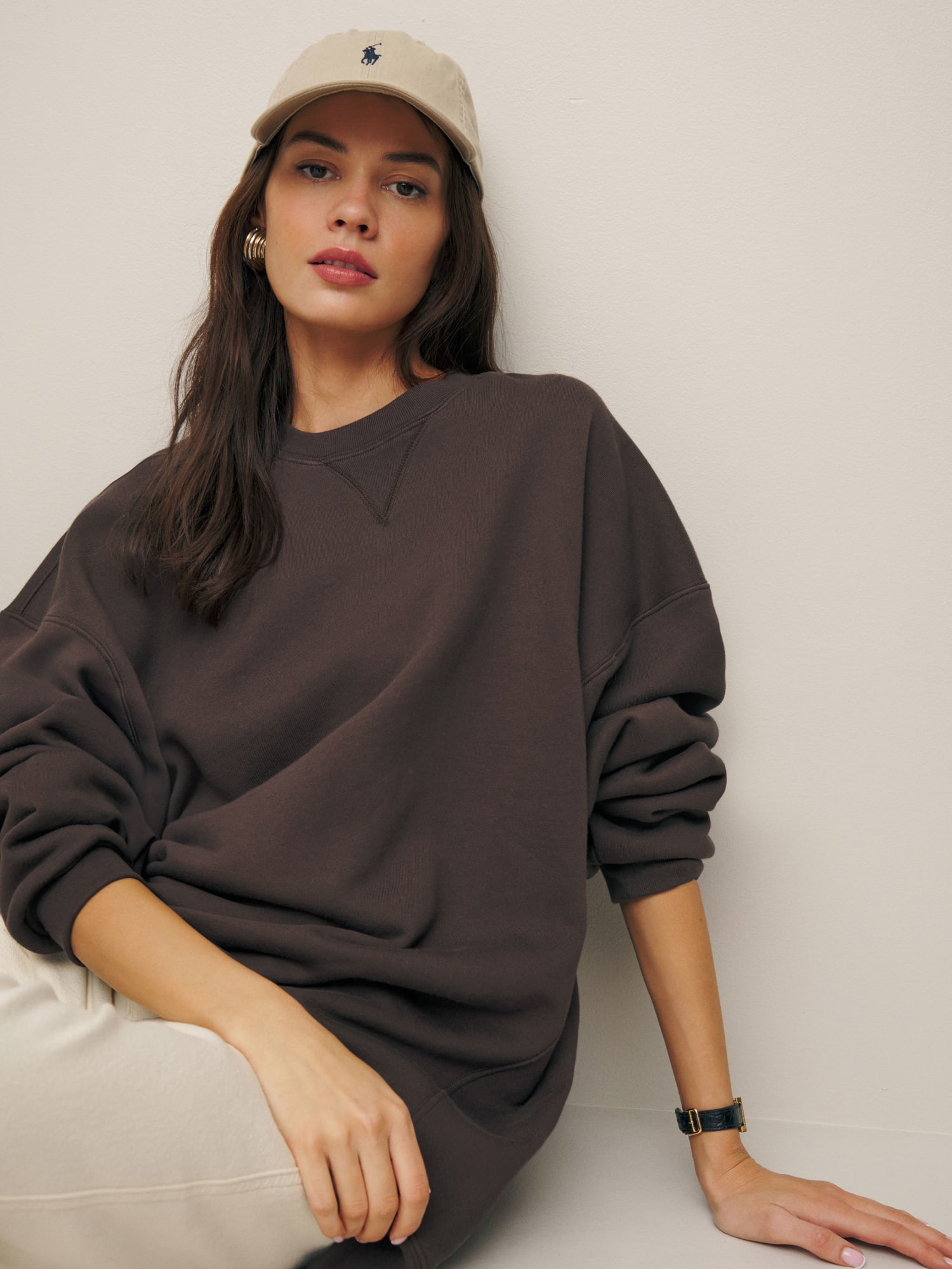 Natalia Off White Crew Neck Oversized Sweatshirt