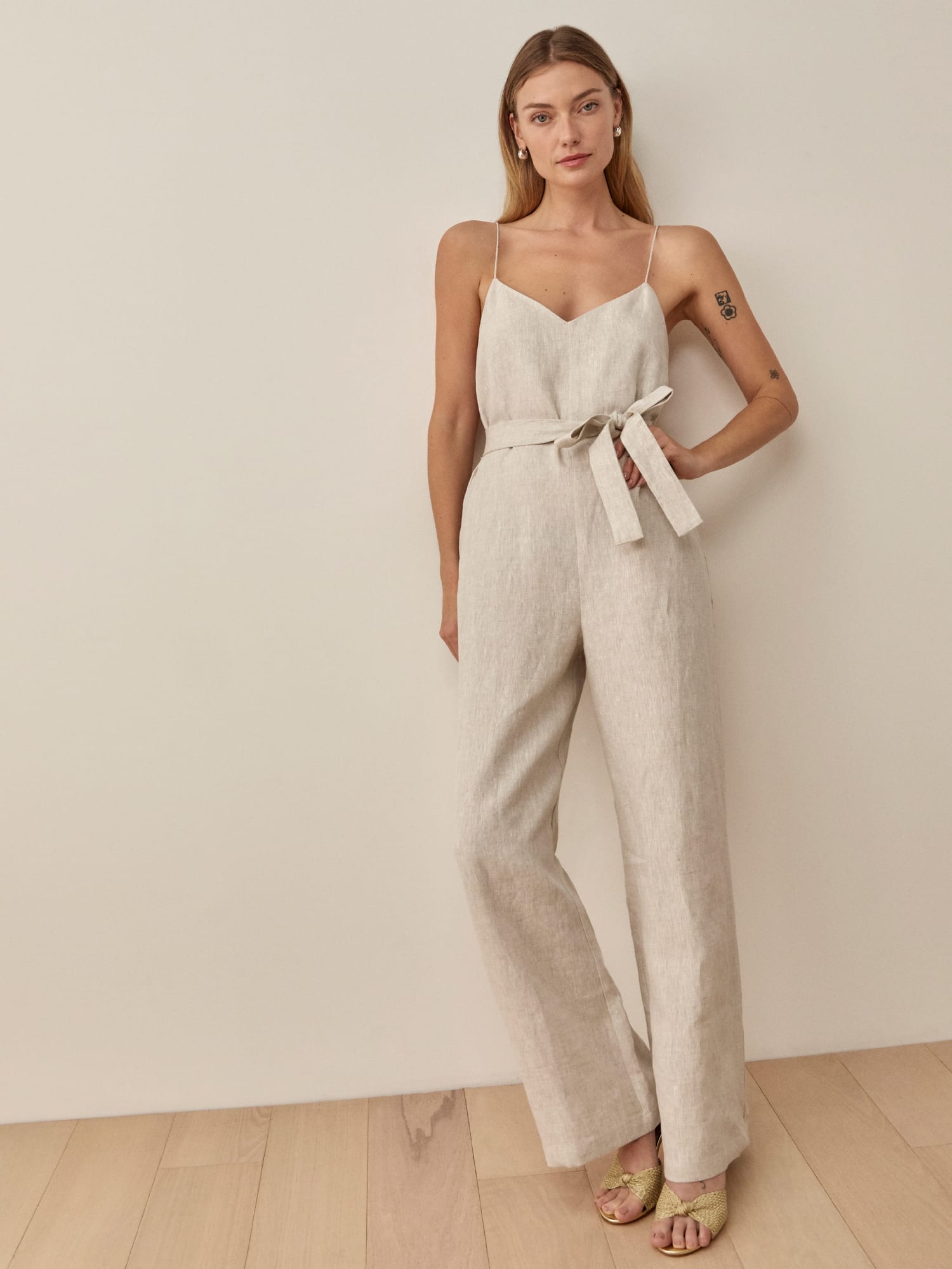 Naomi Linen Jumpsuit - Sleeveless Ankle