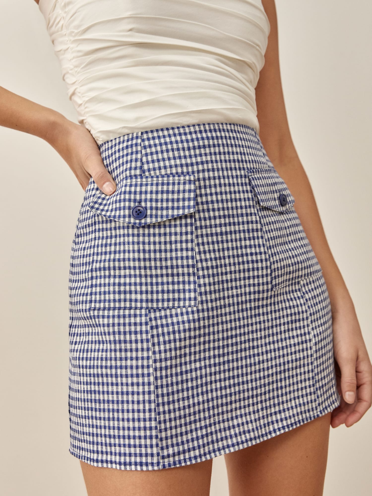 Plaid linen discount mini skirt
