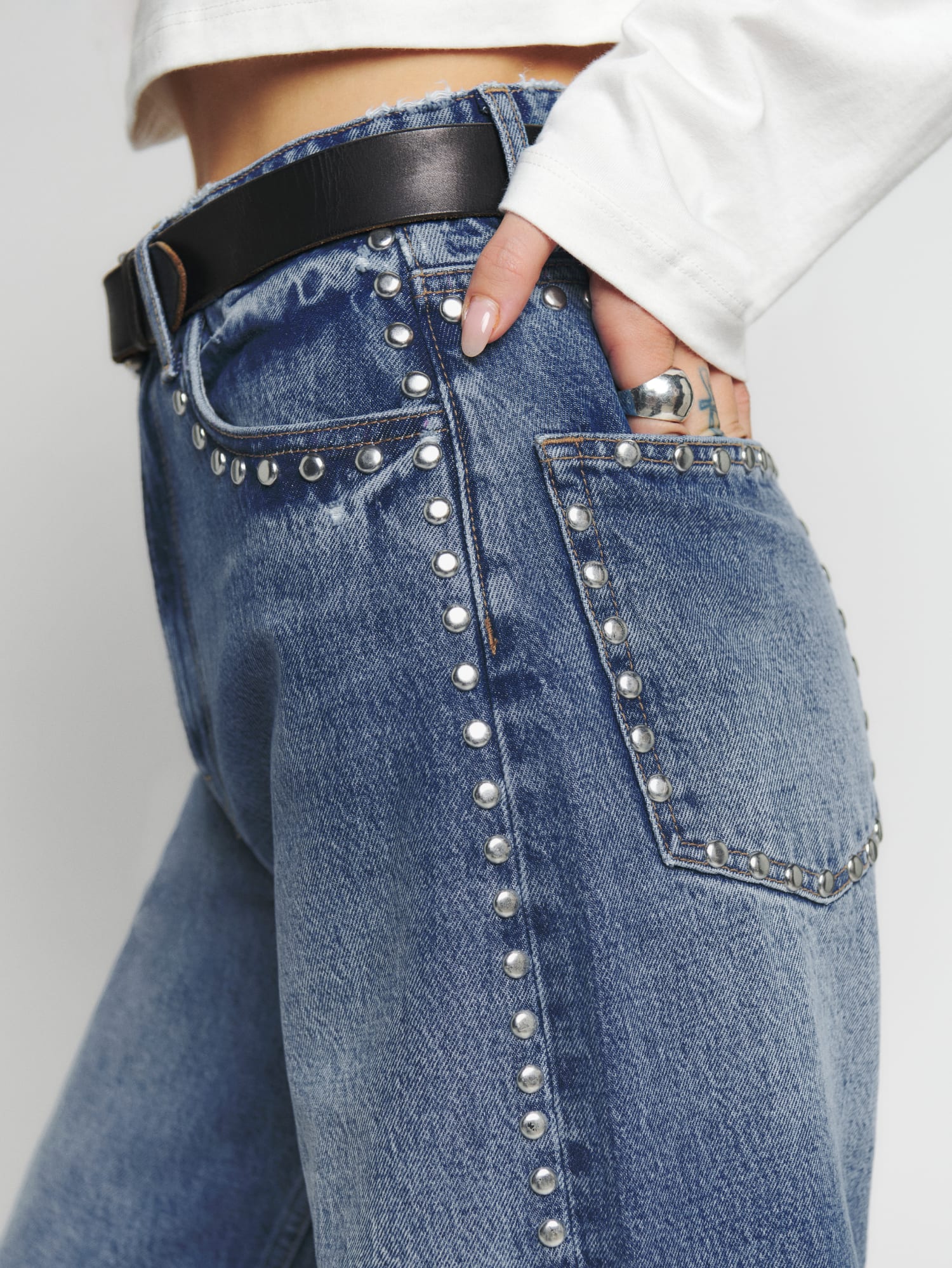 Vintage, Jeans, Vintage Studded Two Piece Jeans 8