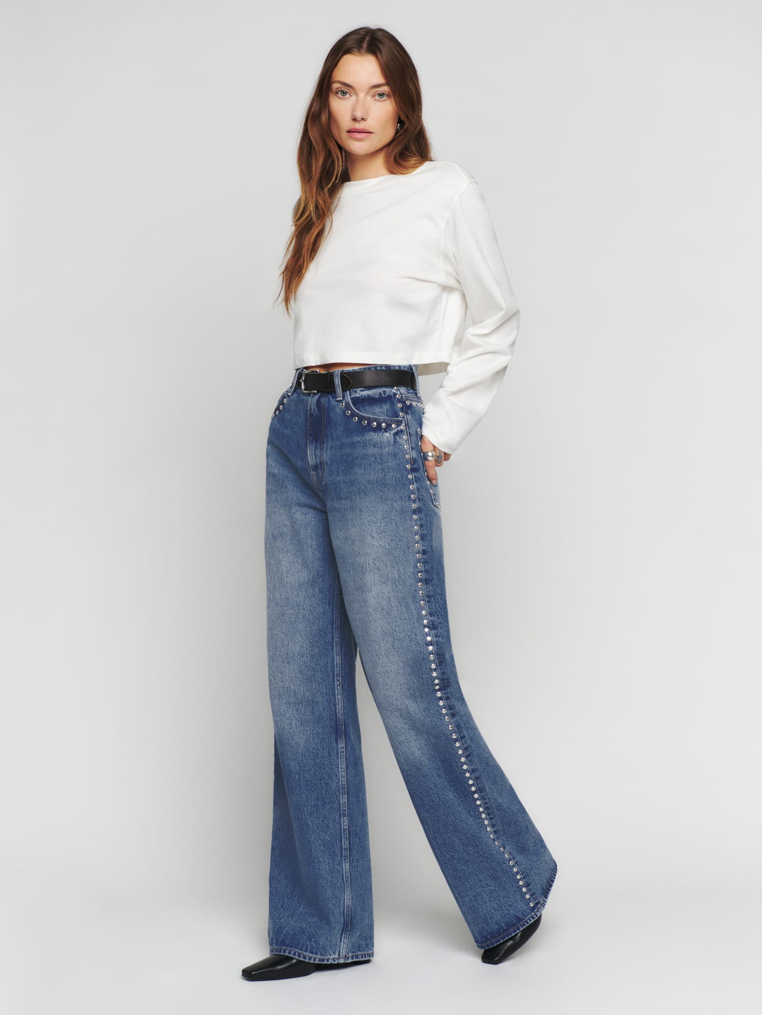 High-waist wideleg jeans