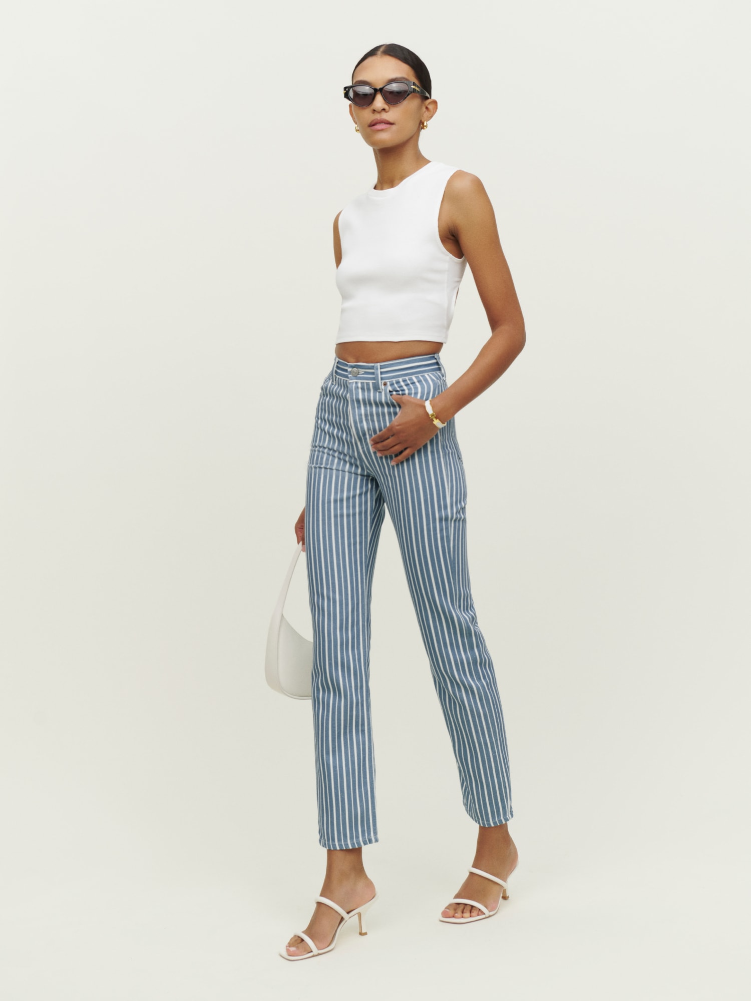 Reformation striped pants clearance